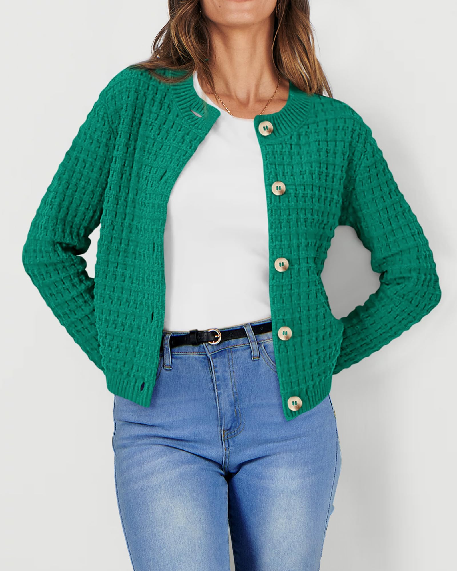 Women's Fall Lightweight Cardigan Sweaters Green