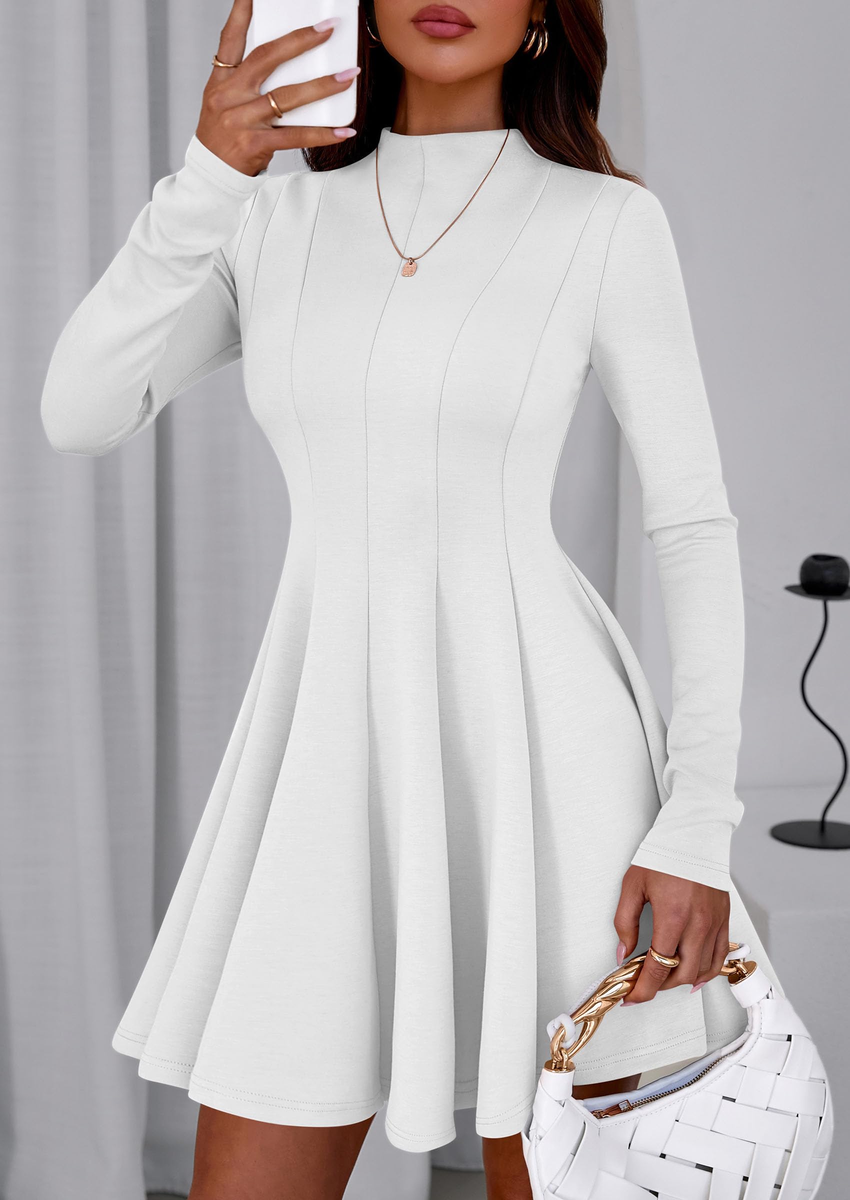 Fall Dresses for Women Long Sleeve Flowy Mini Homecoming Dress