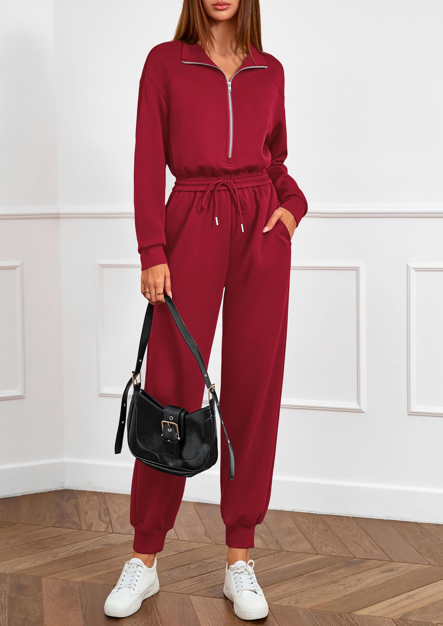 Long Sleeve Jumpsuits for Women Fall One Piece Travel Outfits