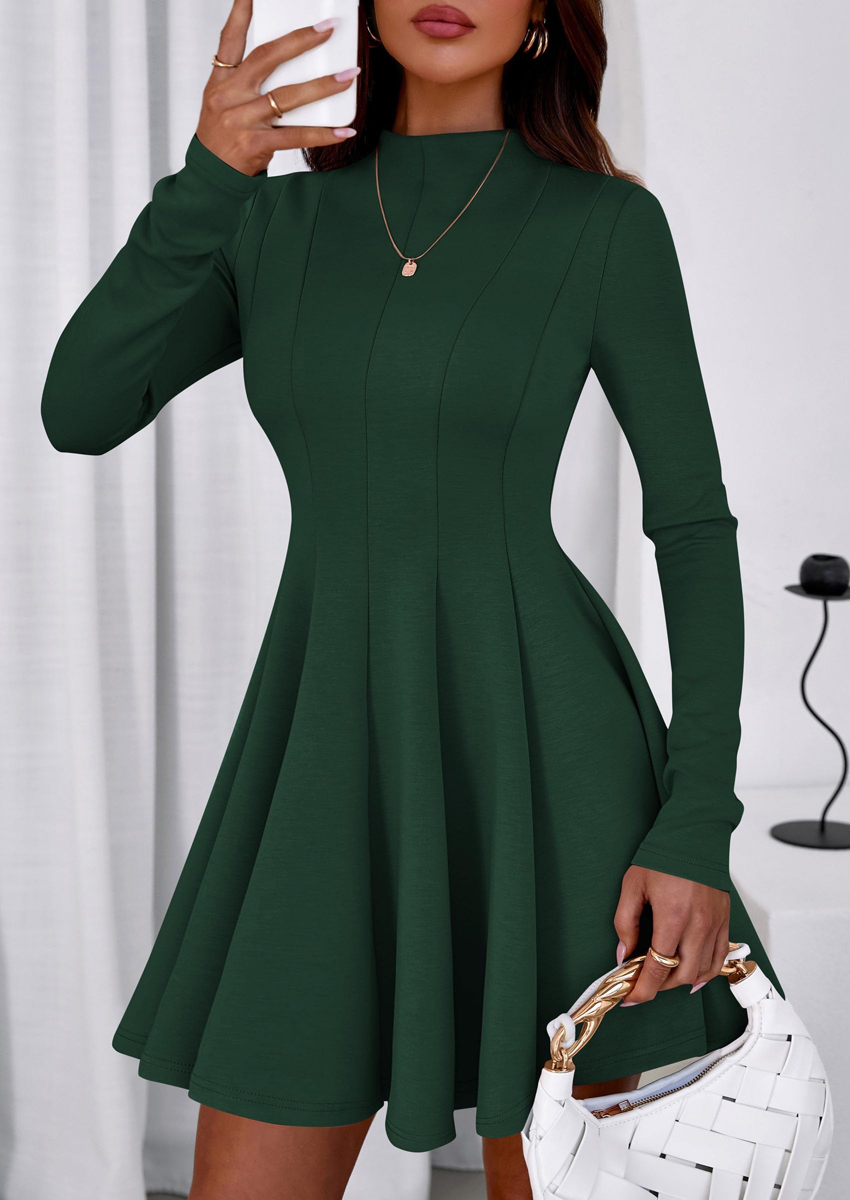 Fall Dresses for Women Long Sleeve Flowy Mini Homecoming Dress