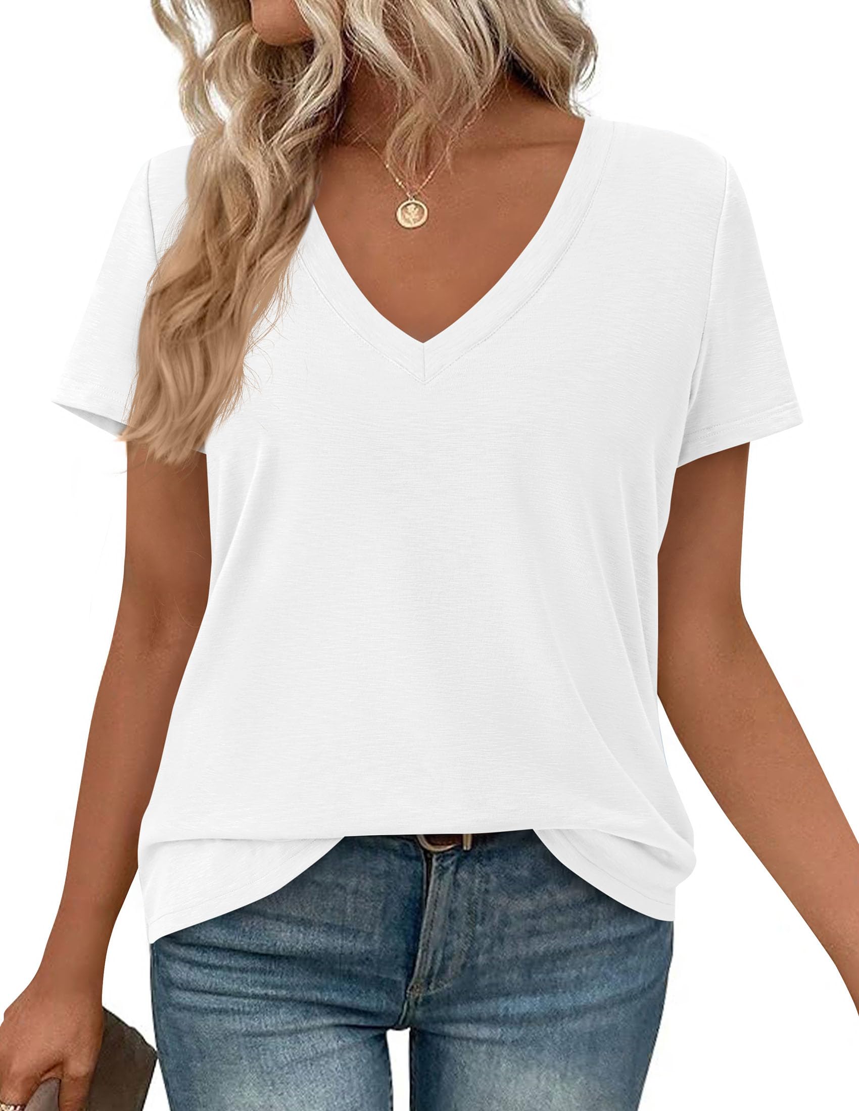 Womens Tops Short Sleeve Oversized Tshirts, White,S