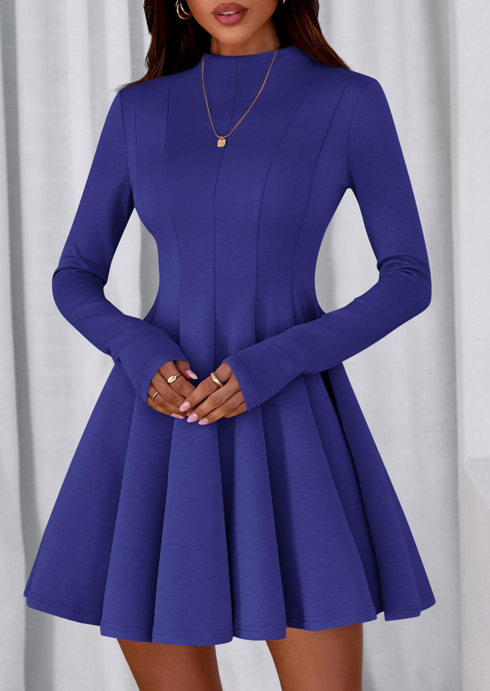Fall Dresses for Women Long Sleeve Flowy Mini Homecoming Dress