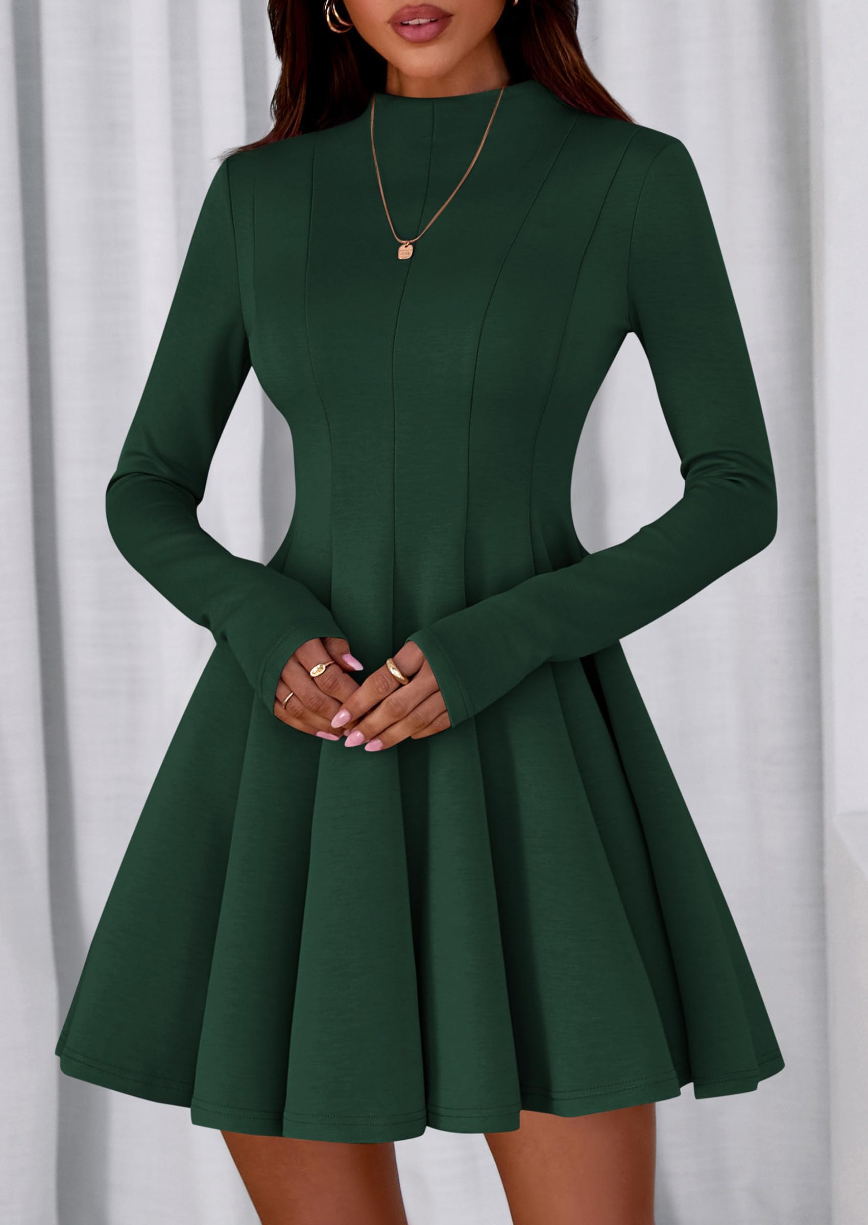 Fall Dresses for Women Long Sleeve Flowy Mini Homecoming Dress