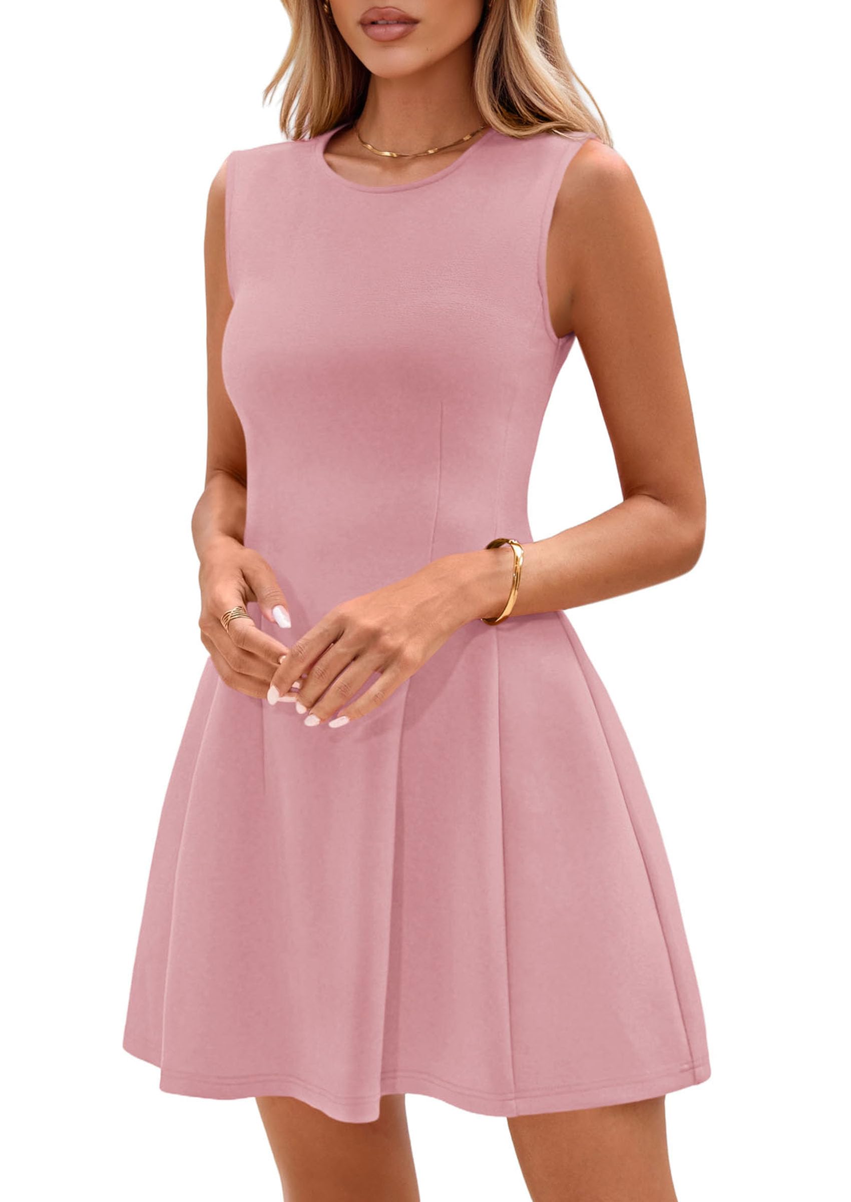 Women's A Line Elegant Summer Cocktail Dresses, Dusty Pink,XS