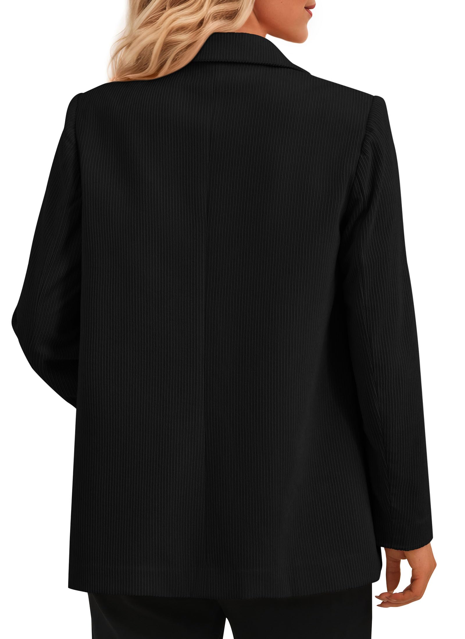 Women's Winter Corduroy Blazers Jackets (Black,S)