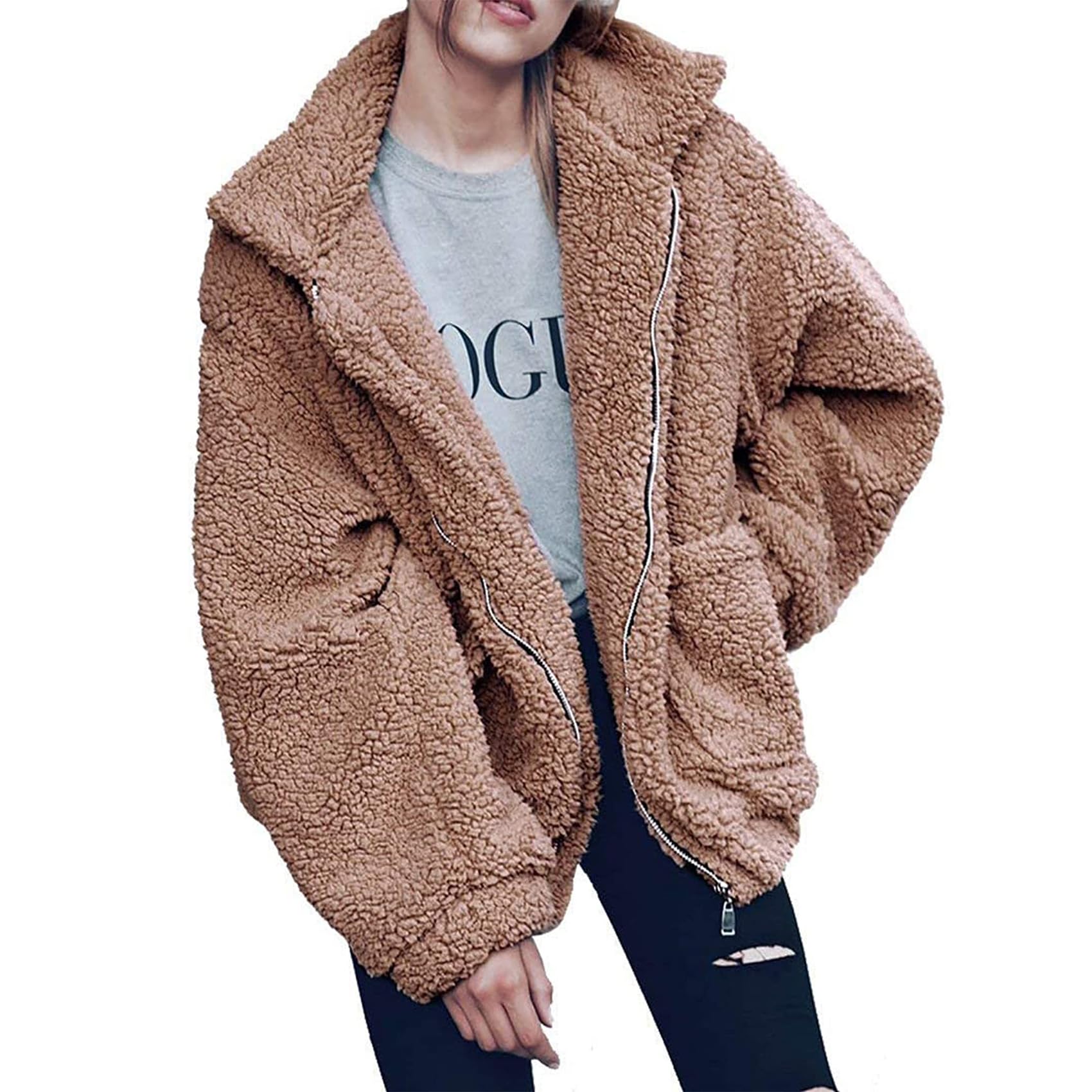 Oversized Sherpa Fleece Jacket Women's Winter Coats Outerwear