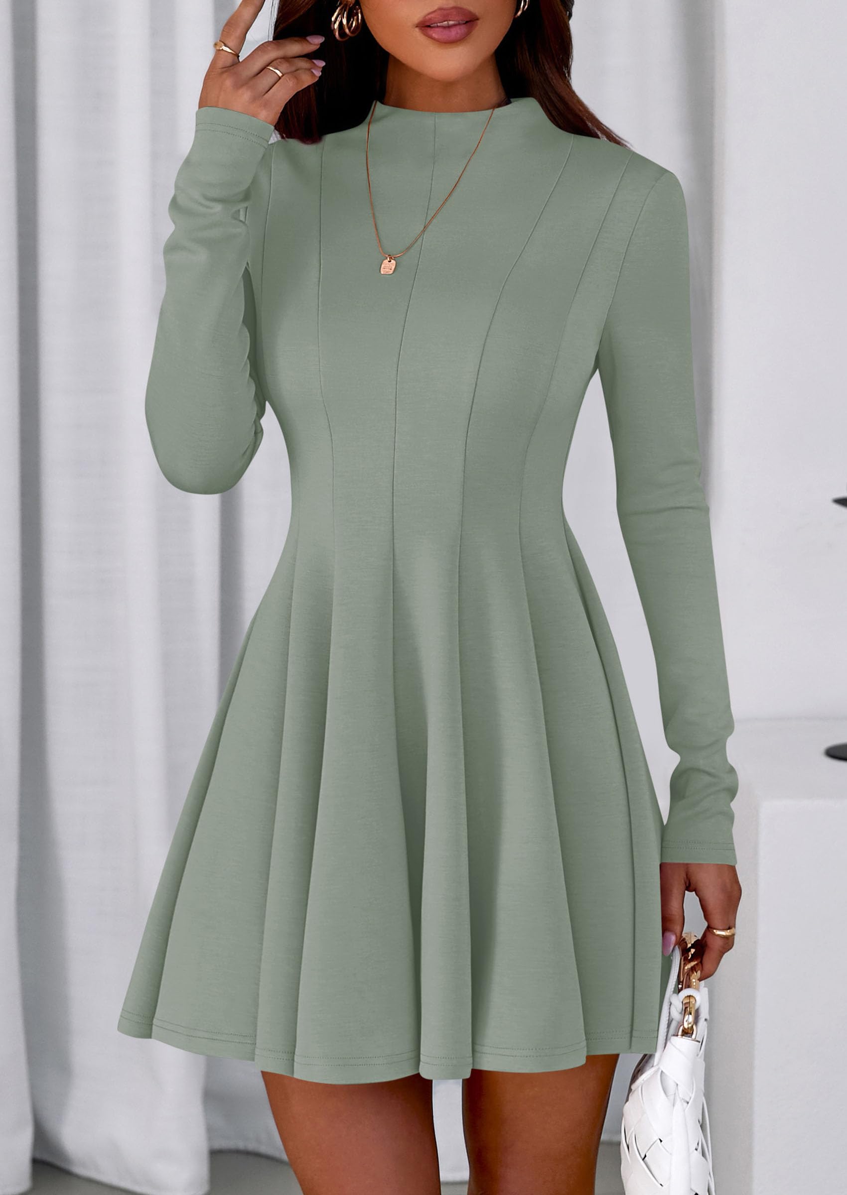 Fall Dresses for Women Long Sleeve Flowy Mini Homecoming Dress