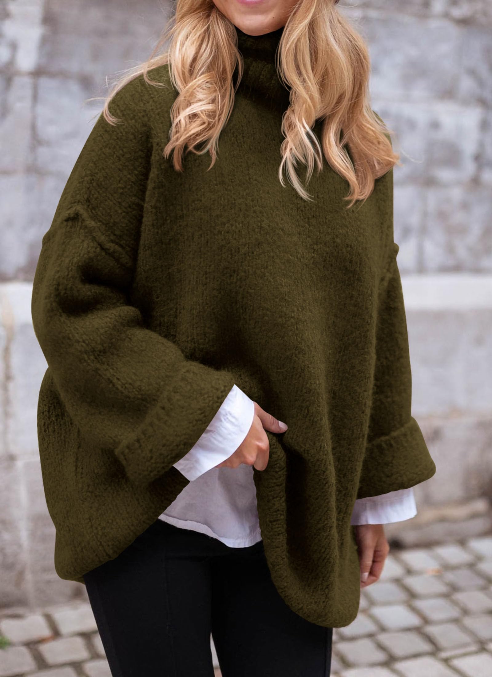 Women's Cozy Chunky Knit Oversized Fall Turtleneck Sweaters
