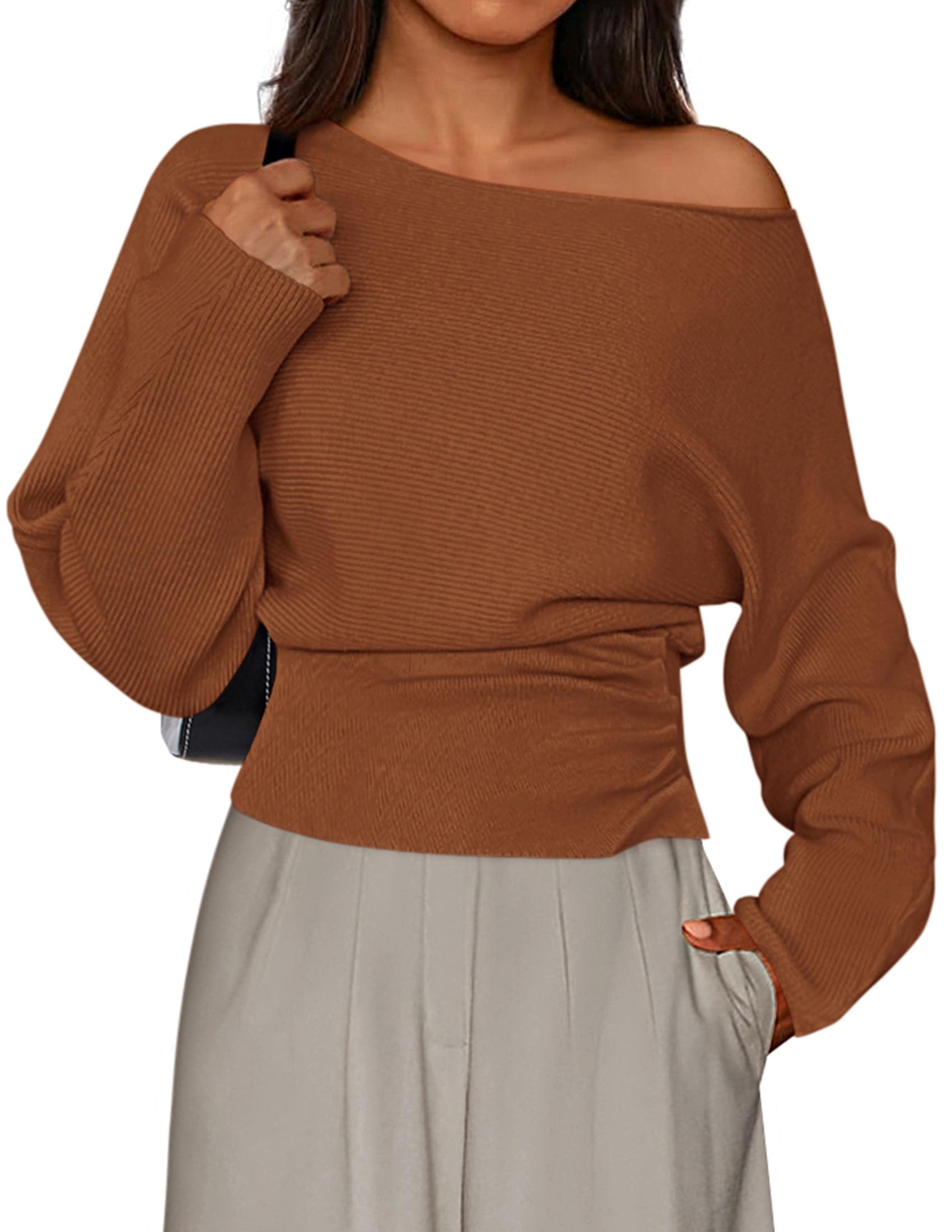 Women's Off the Shoulder Sweater Trendy Fall Going Out Tops