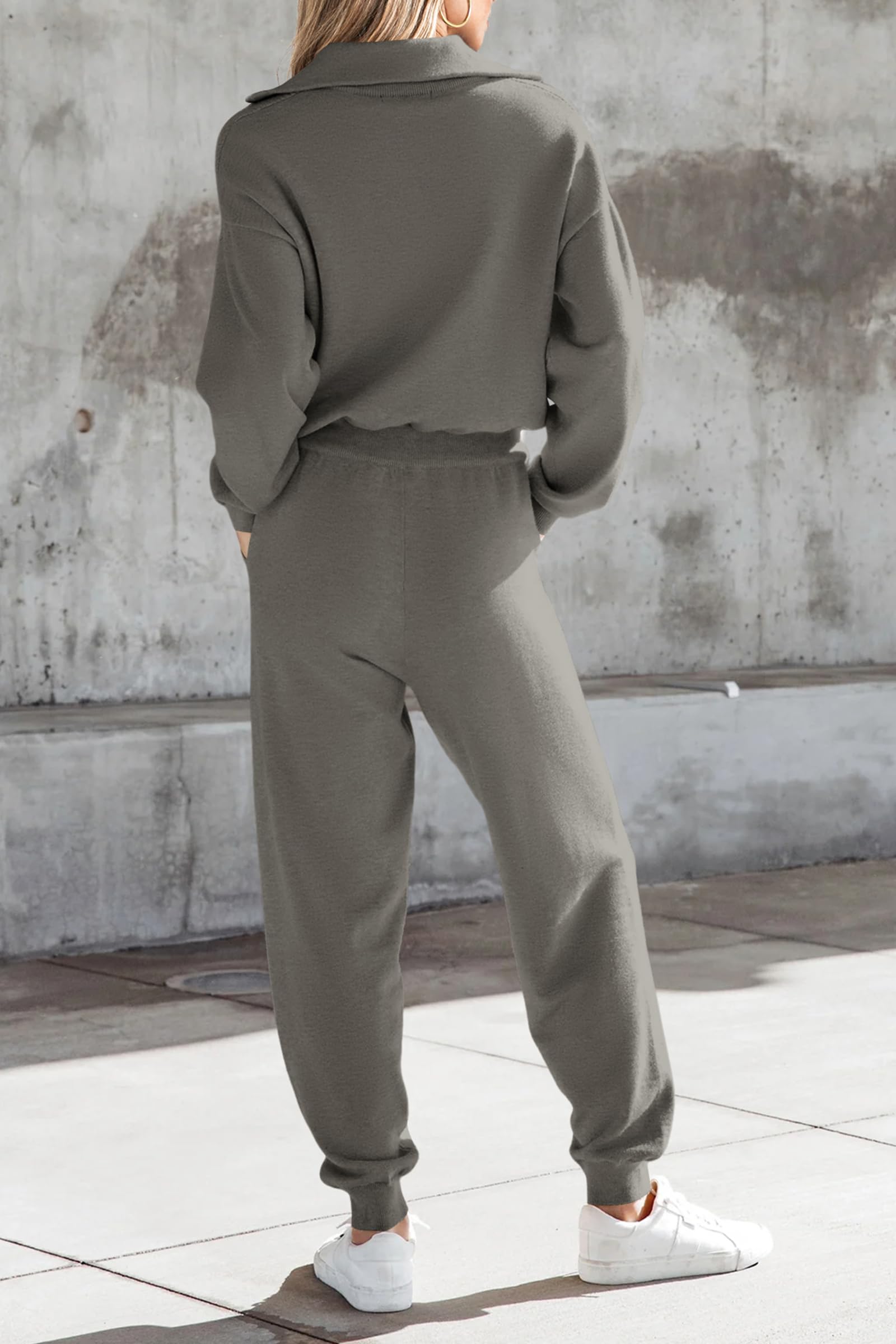 Women's 2 Piece Sweatsuits Set Fall Outfits(Dark Grey,S)