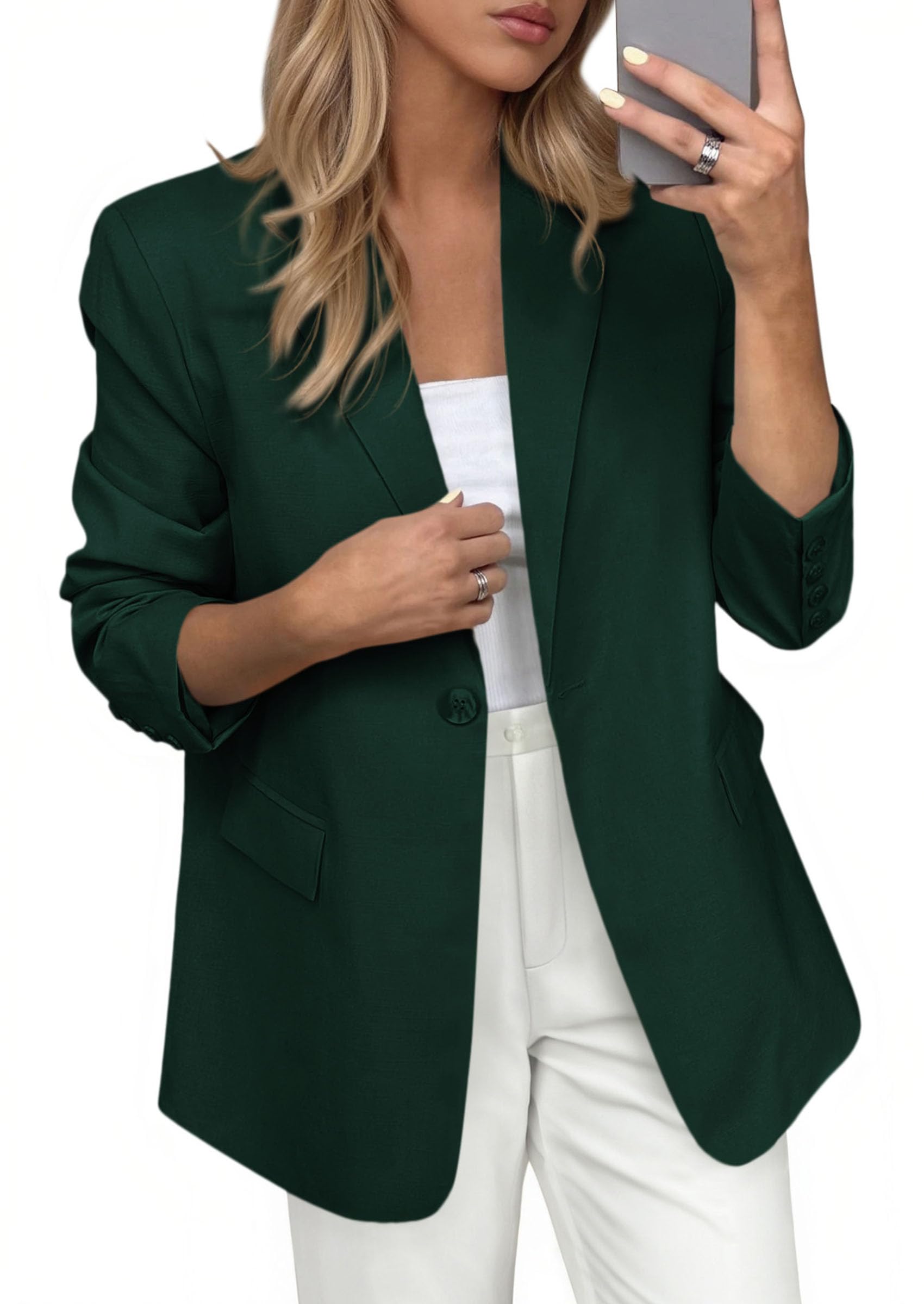 Blazers for Women Business Casual Outfits Dark Green,S