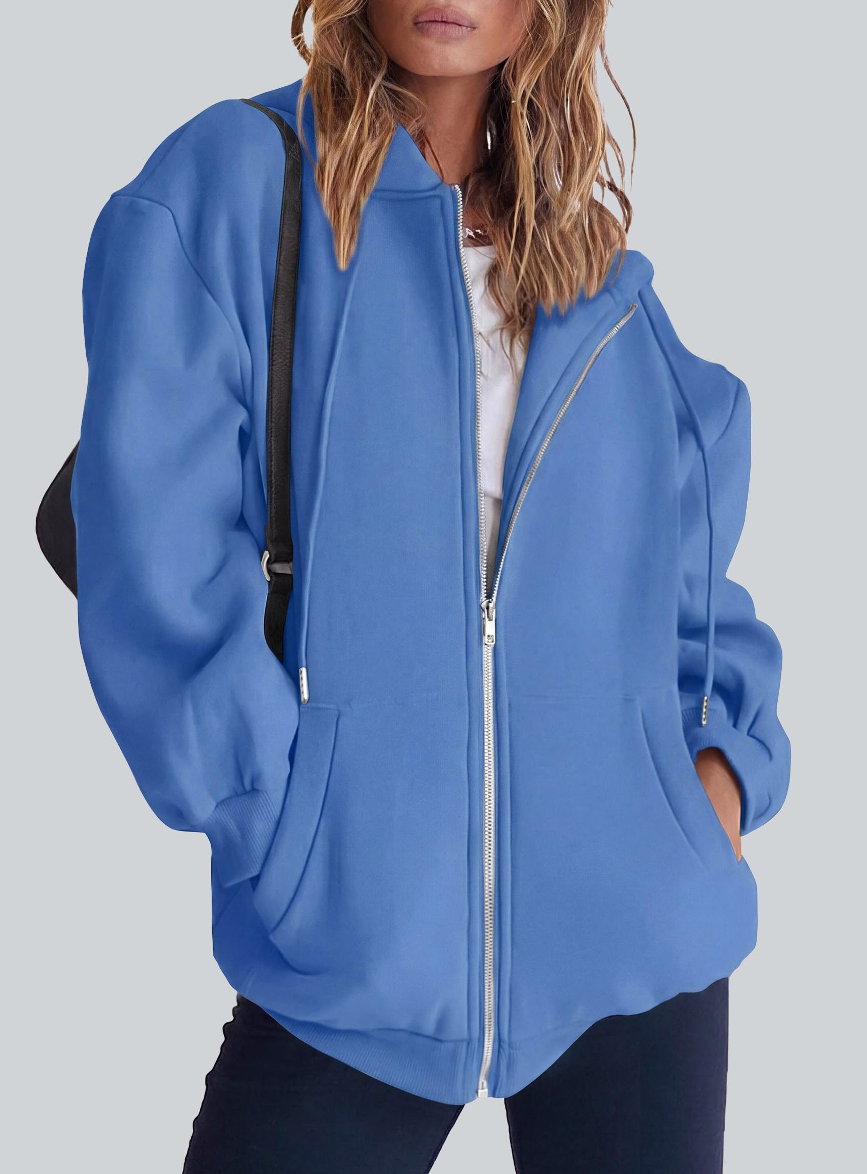 Women's Fall Zip Up Hoodies Sweatshirts Sky Blue