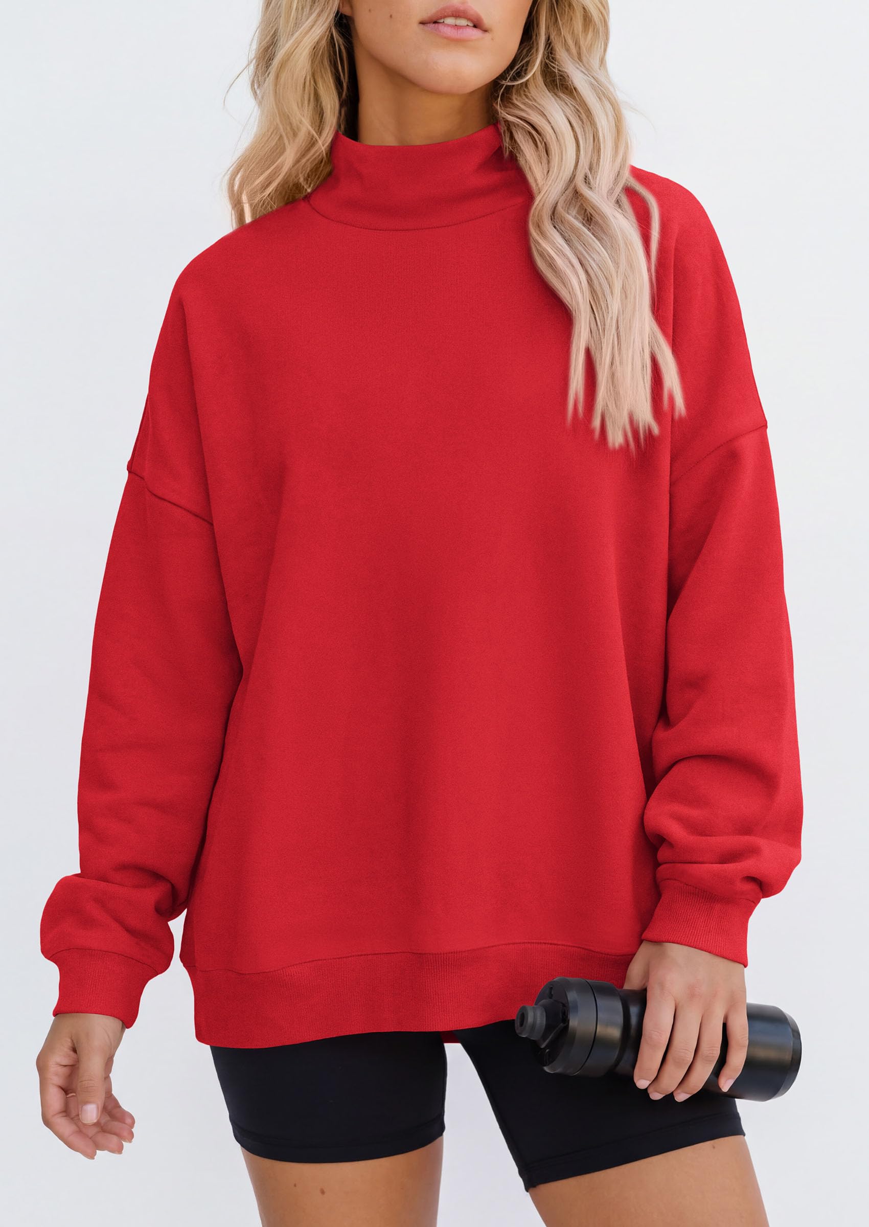 Womens Mock Neck Sweatshirt Oversized Pullover Fall Outfits