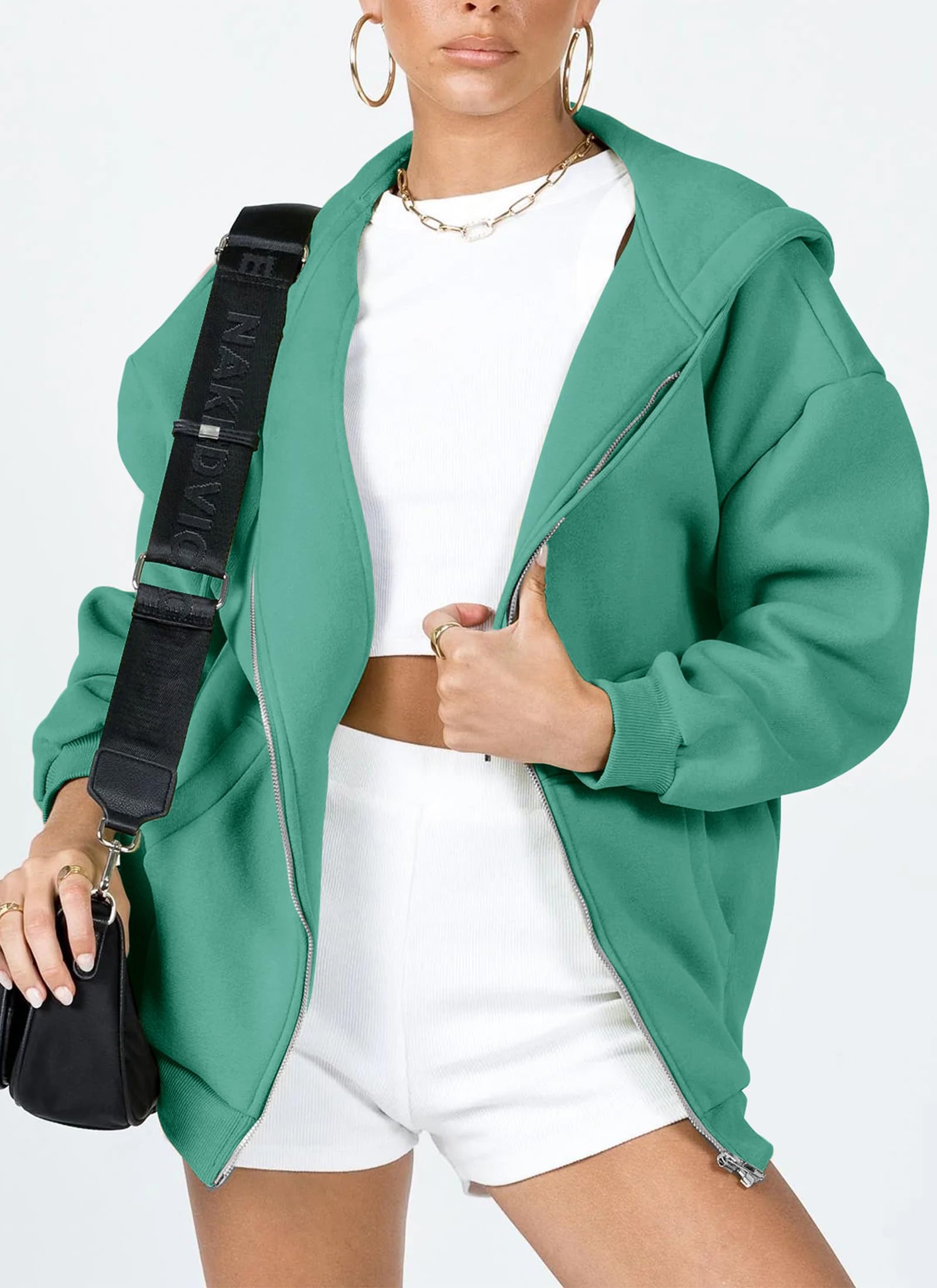 Women's Fall Zip Up Hoodies Sweatshirts Mint Green