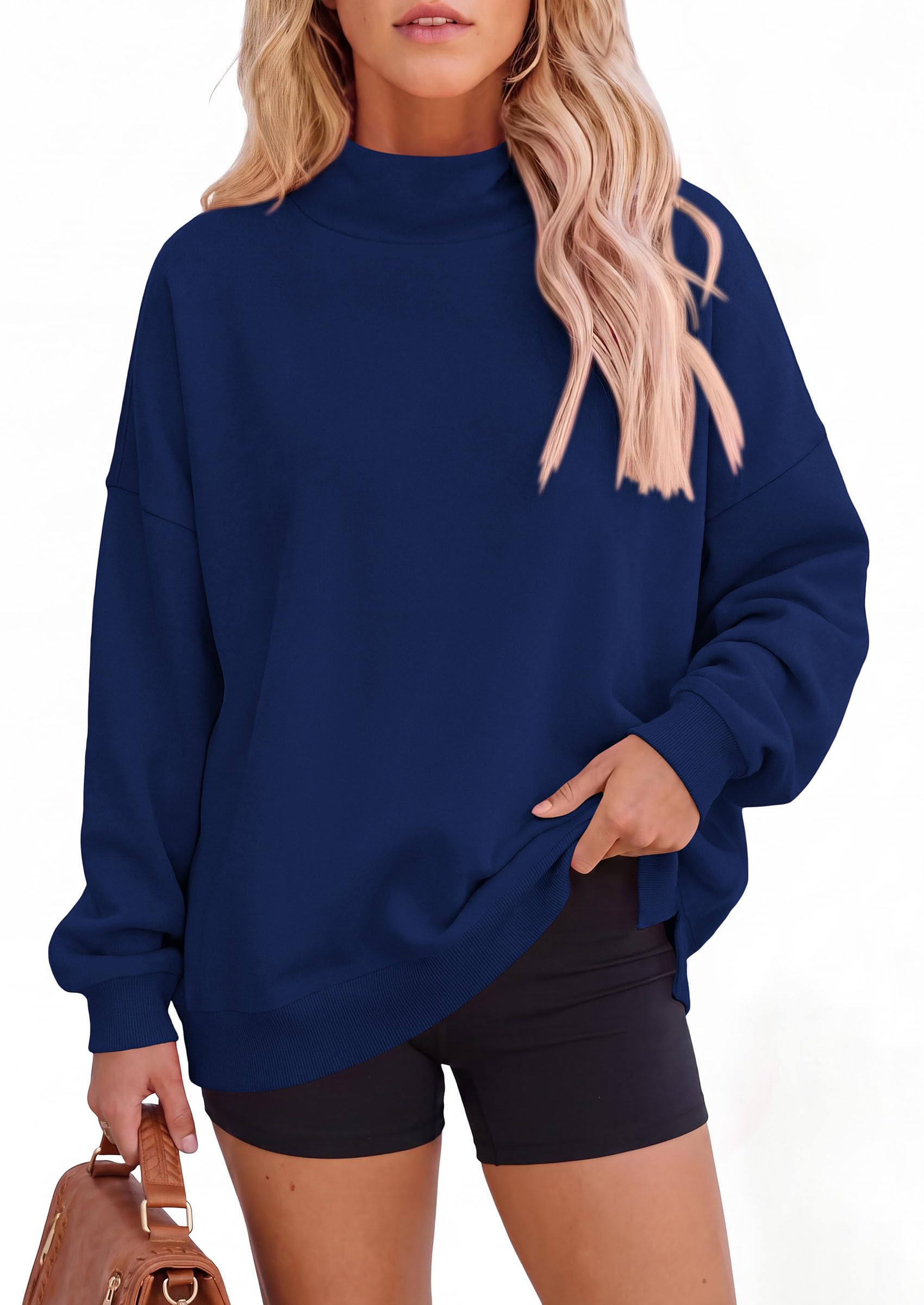 Womens Mock Neck Sweatshirt Oversized Pullover Fall Outfits
