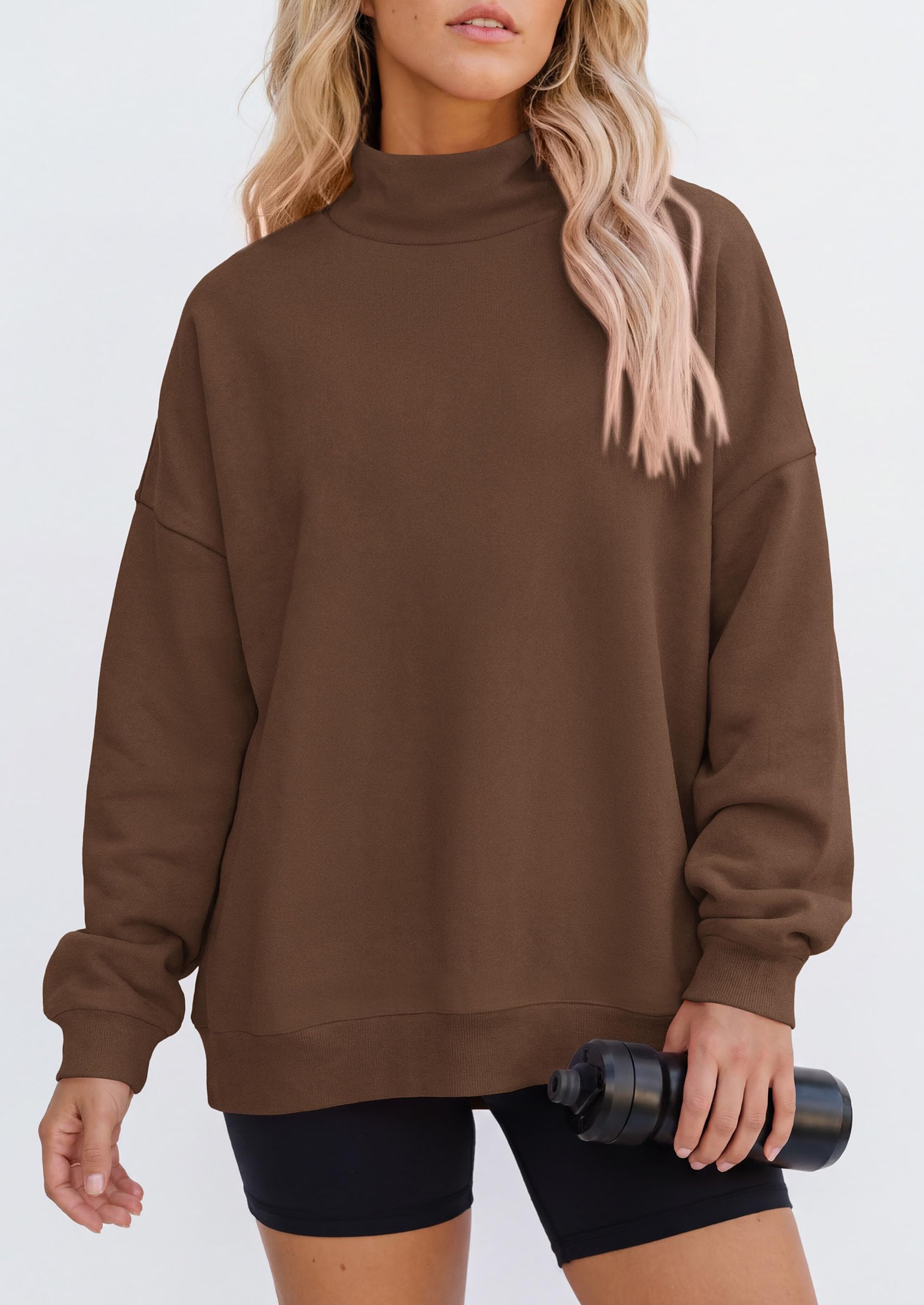 Womens Mock Neck Sweatshirt Oversized Pullover Fall Outfits