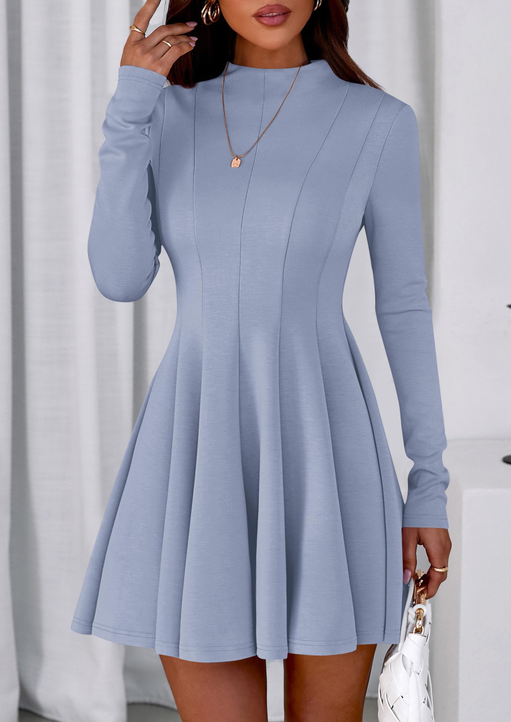 Fall Dresses for Women Long Sleeve Flowy Mini Homecoming Dress