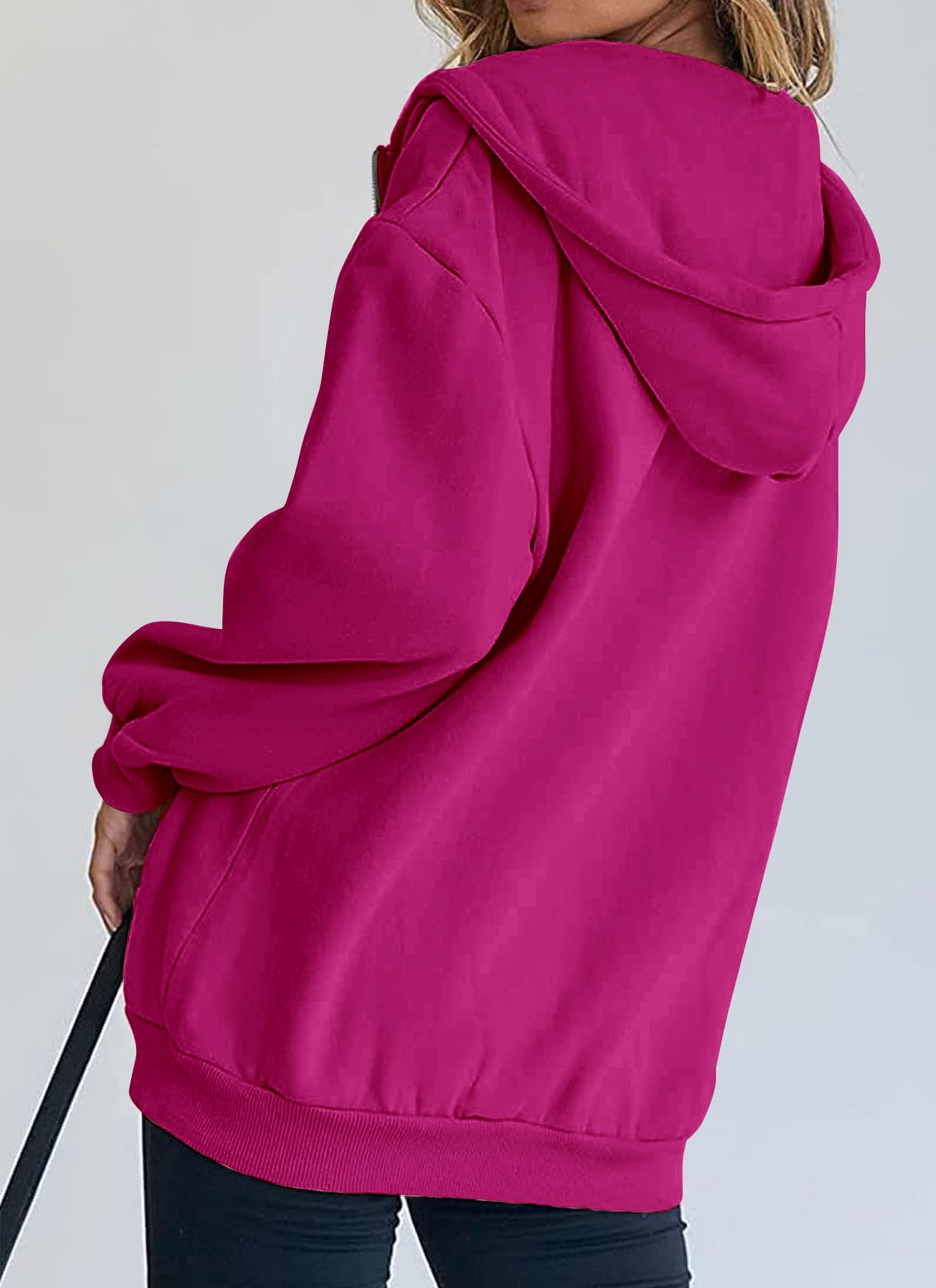 Women's Fall Zip Up Hoodies Sweatshirts Rose Red