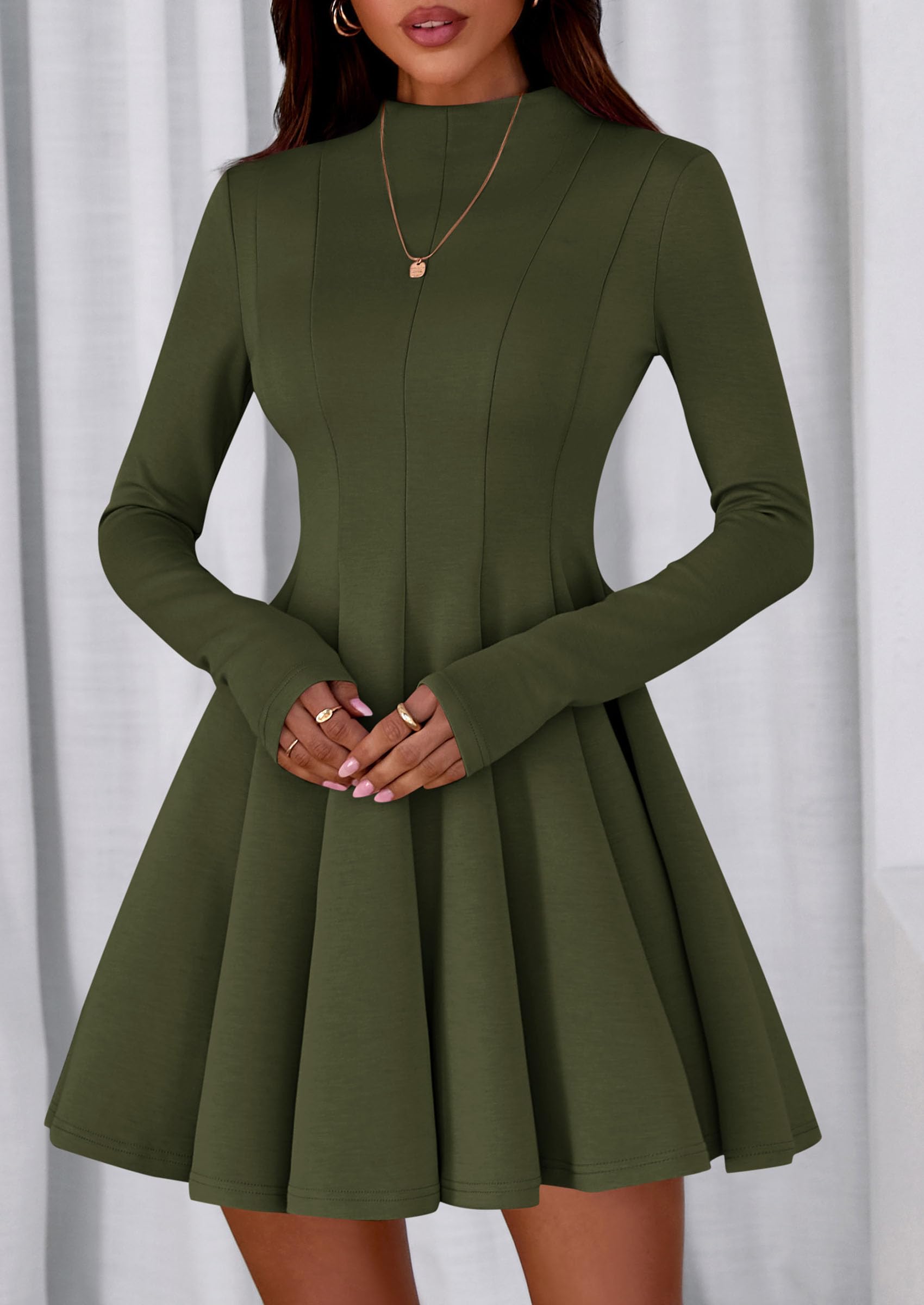 Fall Dresses for Women Long Sleeve Flowy Mini Homecoming Dress
