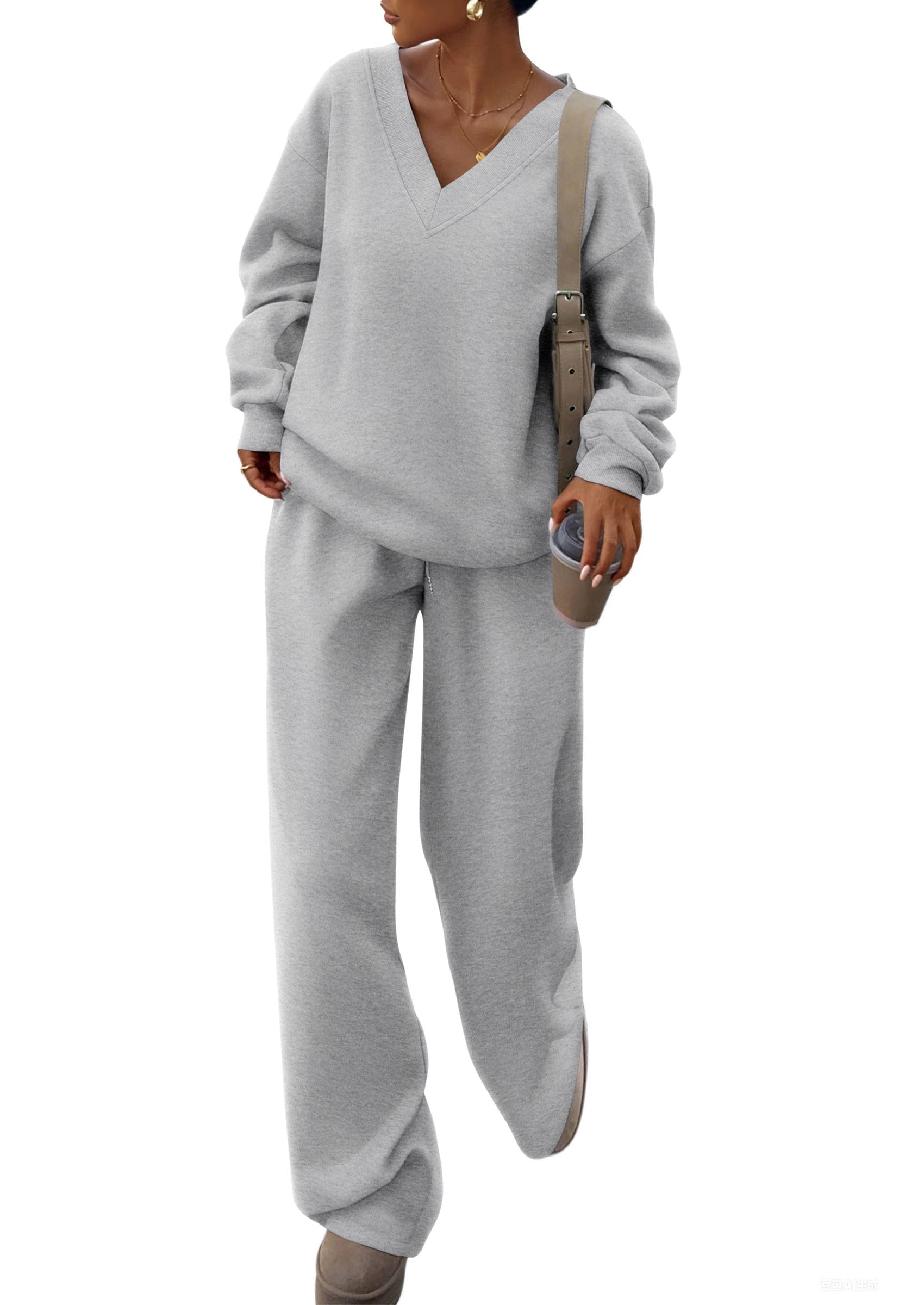 Womens 2 Piece Outfits Fall Sweatsuits,Grey,S