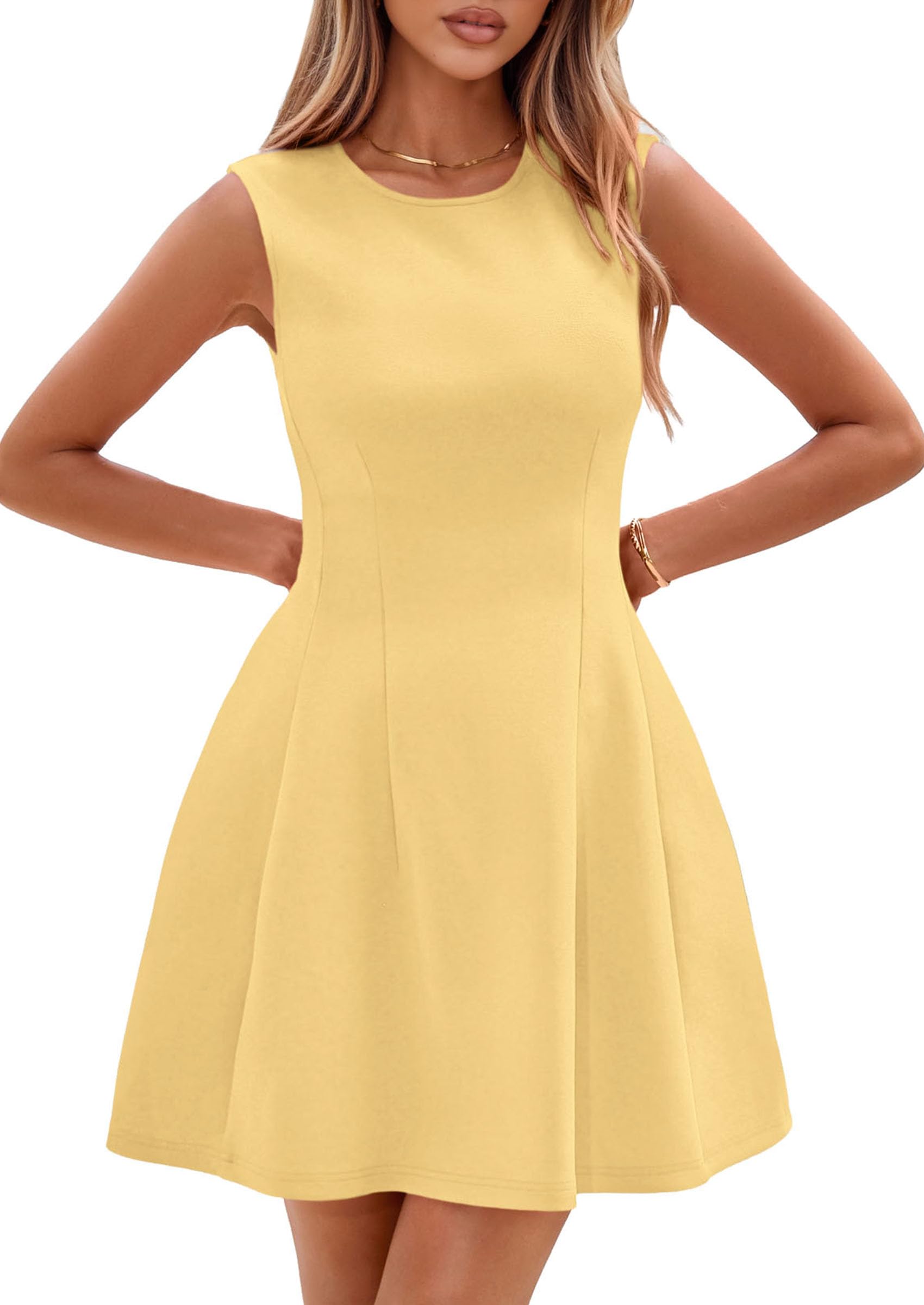 Women's A Line Elegant Summer Cocktail Dresses, Yellow,XS