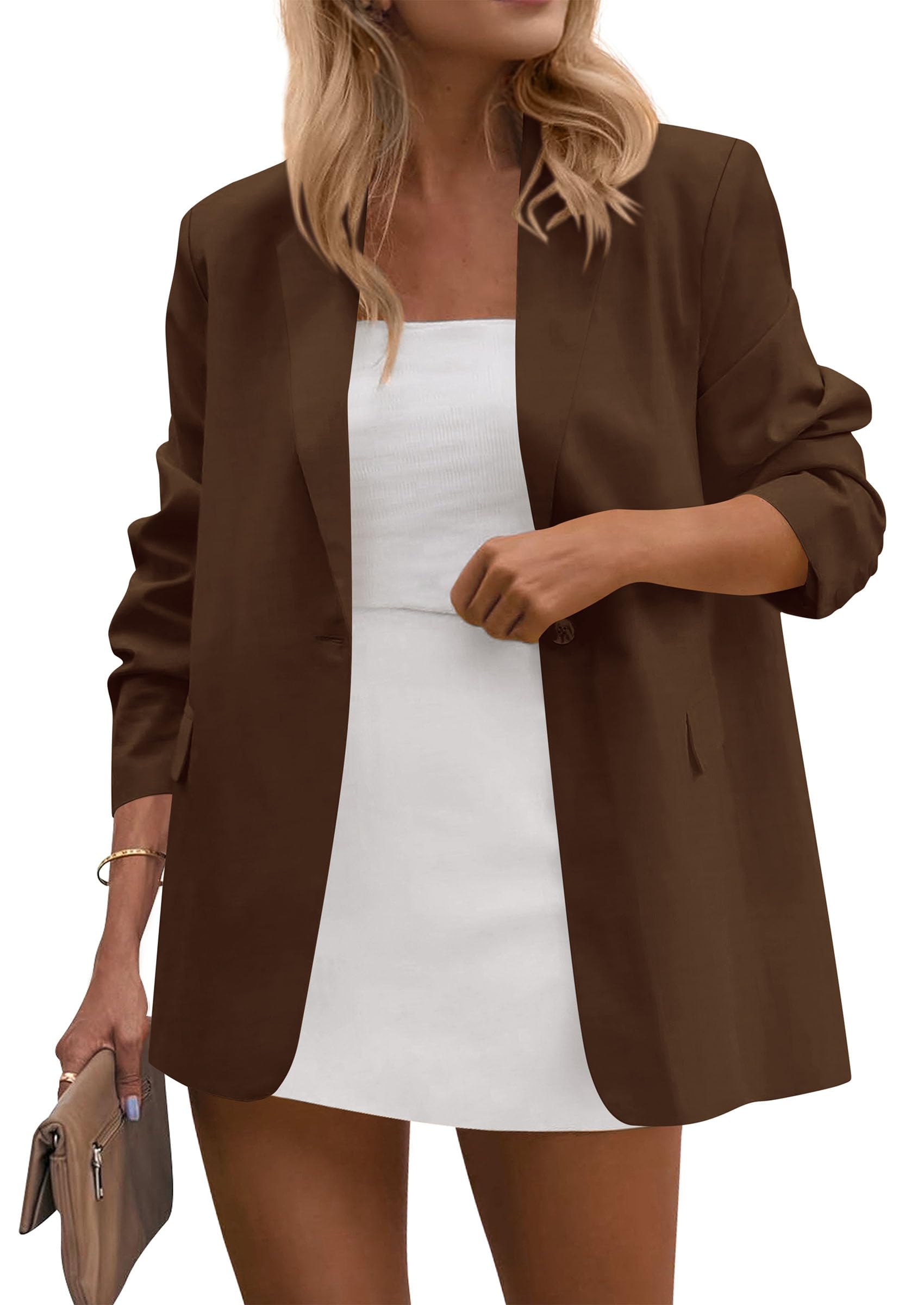 Blazers for Women Business Casual Outfits Brown,S