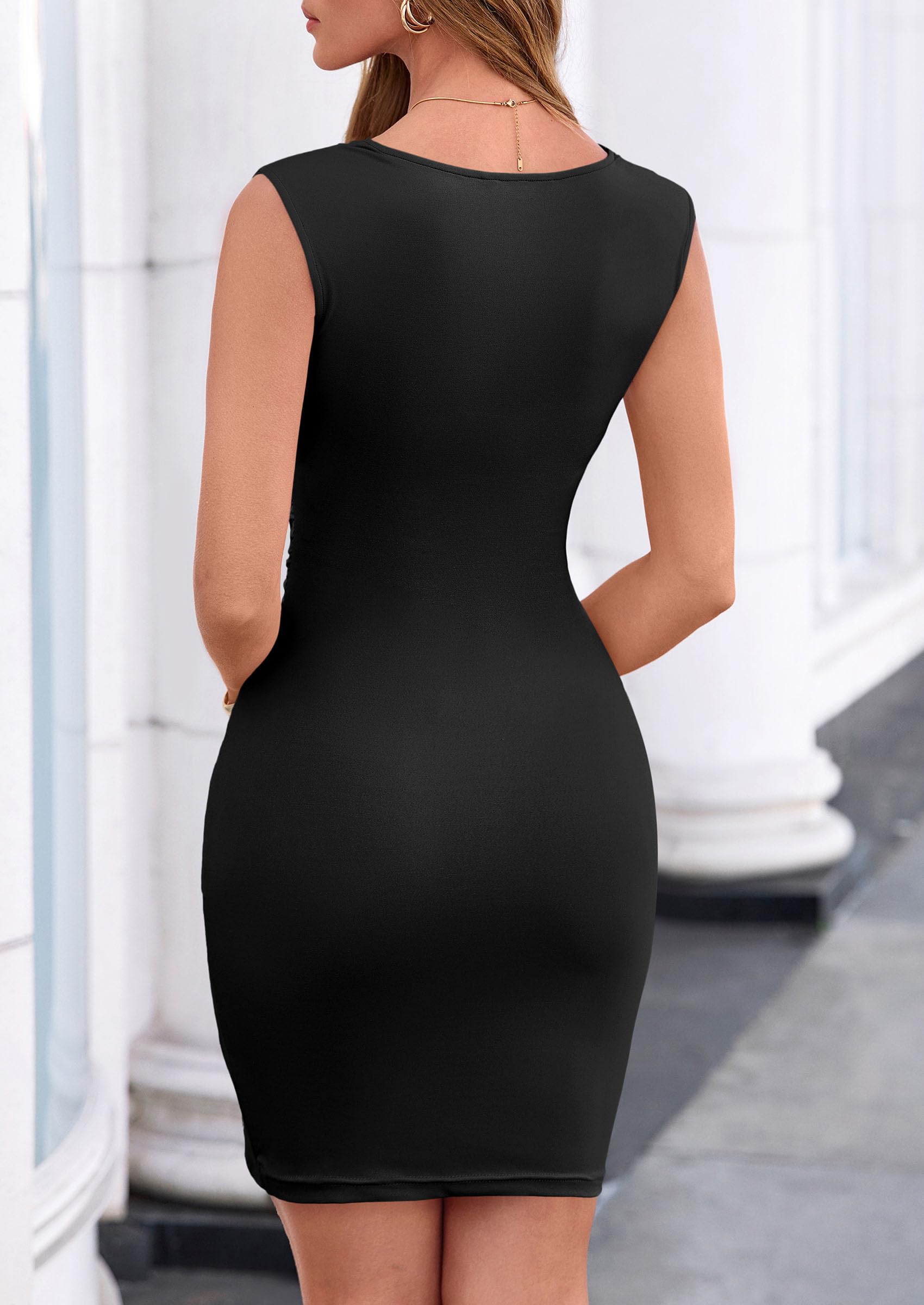 Cocktail Dresses for Women Bodycon Mini Dress, Black,S