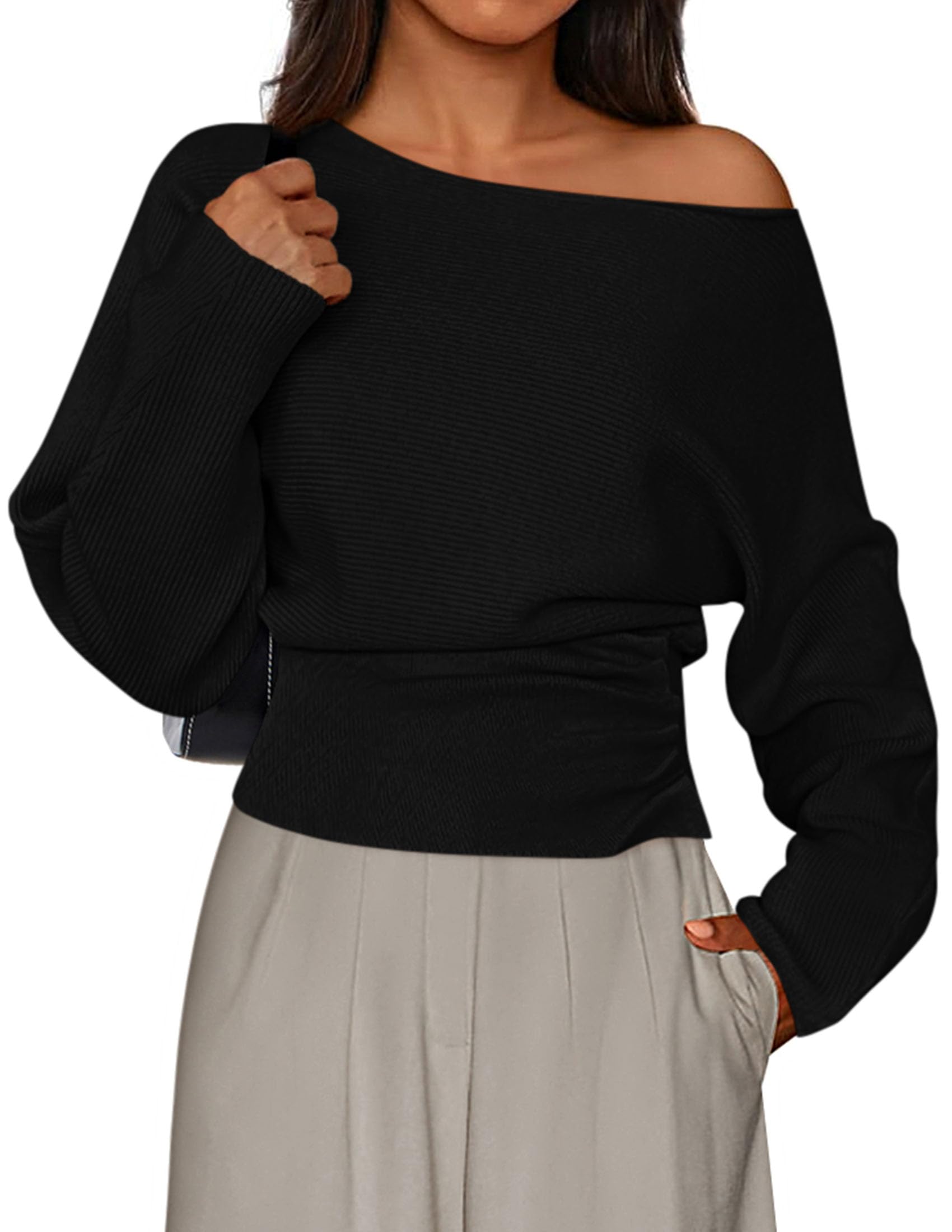 Women's Off the Shoulder Sweater Trendy Fall Going Out Tops