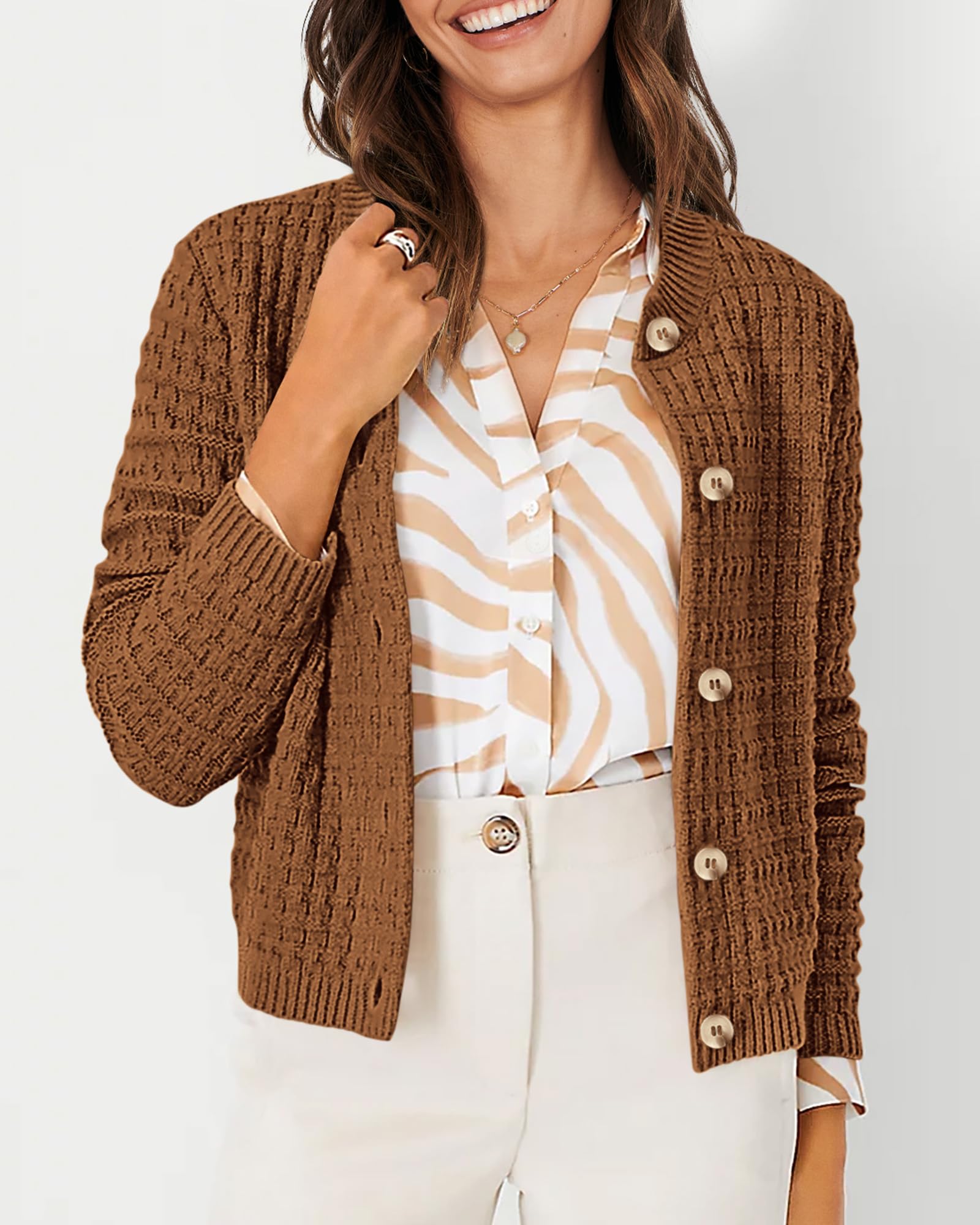 Women's Fall Lightweight Cardigan Sweaters Coffee