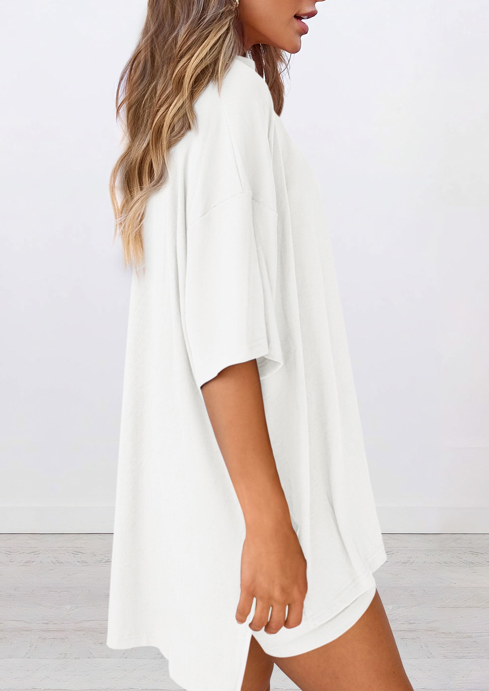 Women 2 Piece Lounge Set Airport Travel Outfit, White,S