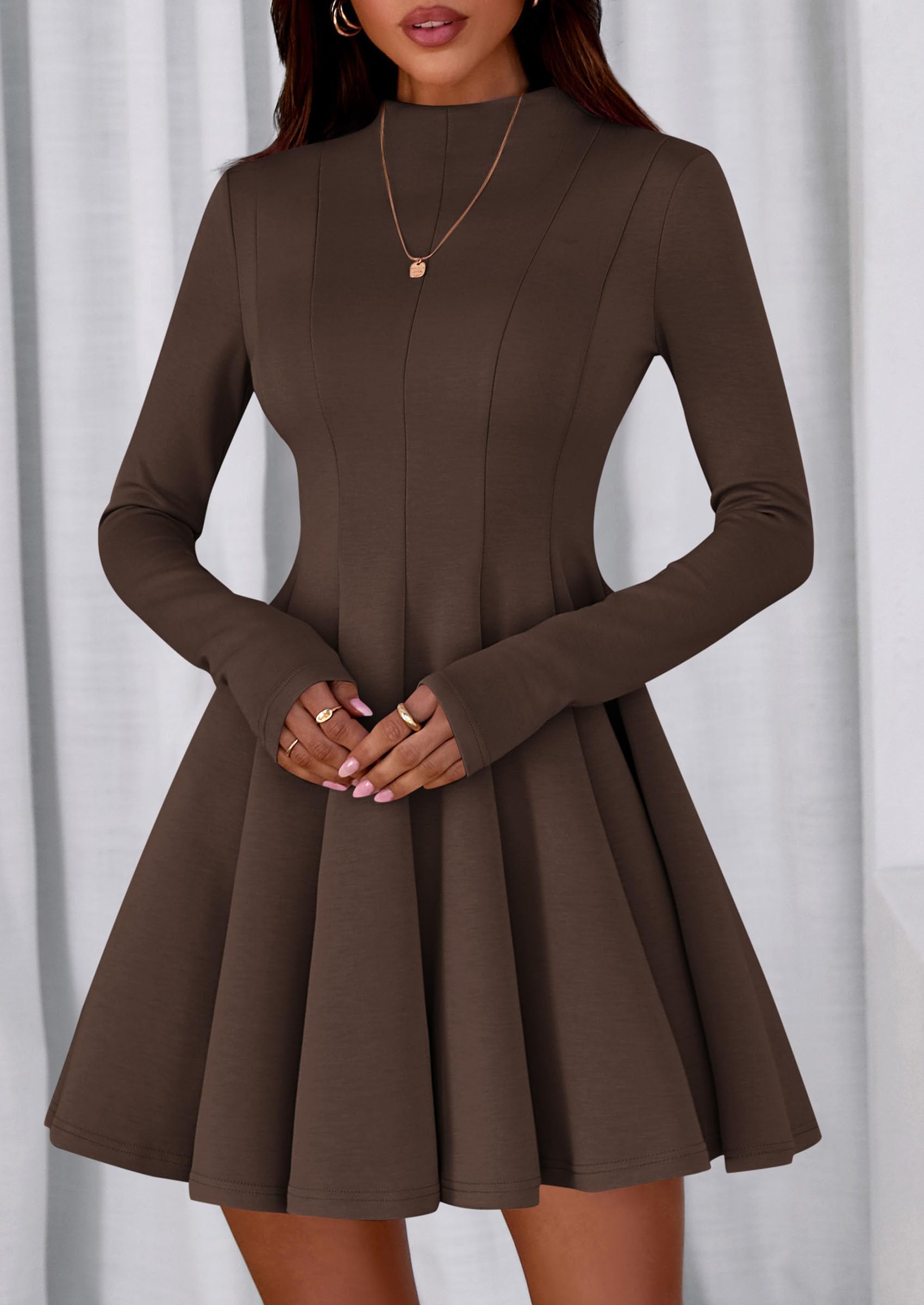 Fall Dresses for Women Long Sleeve Flowy Mini Homecoming Dress