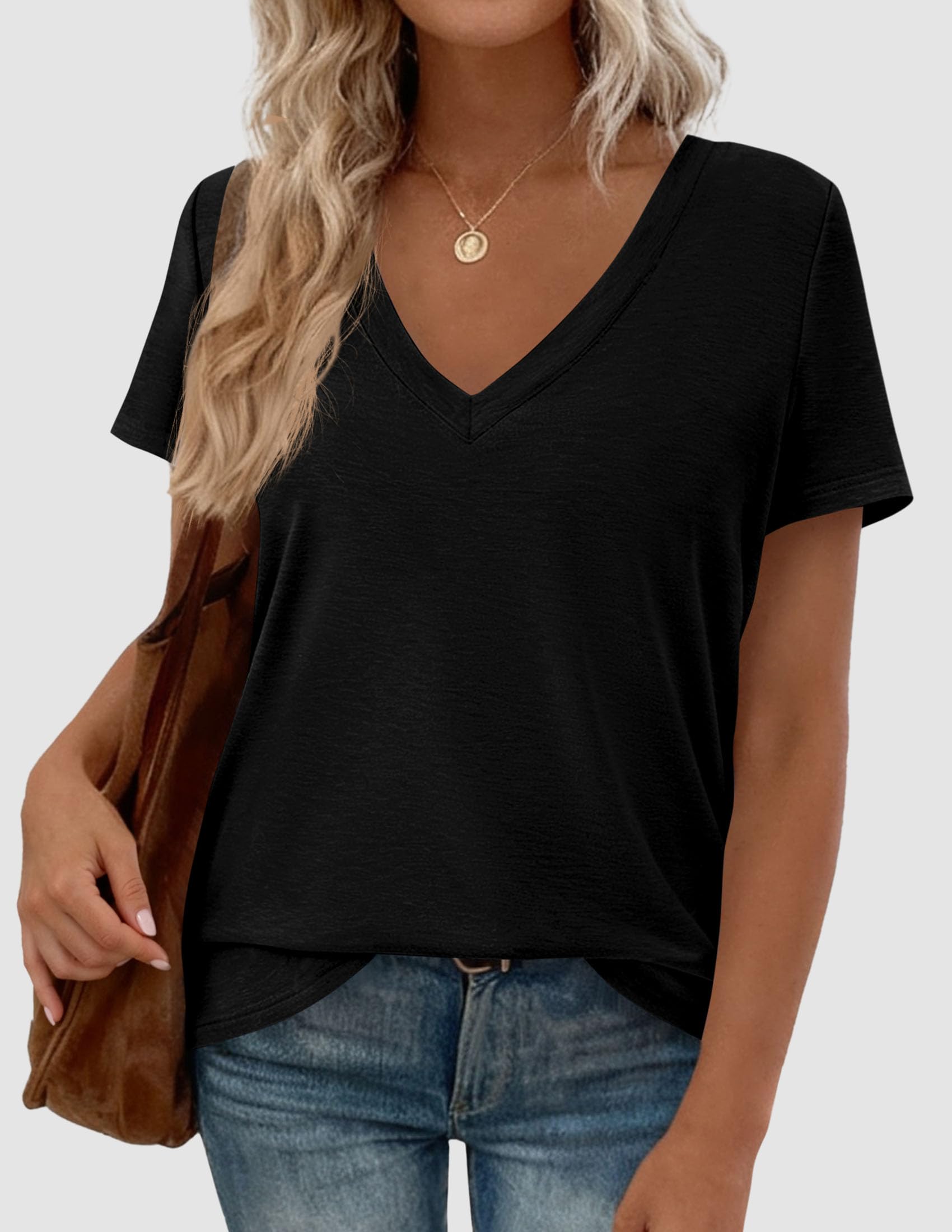 Womens Tops Short Sleeve Oversized Tshirts, Black,S