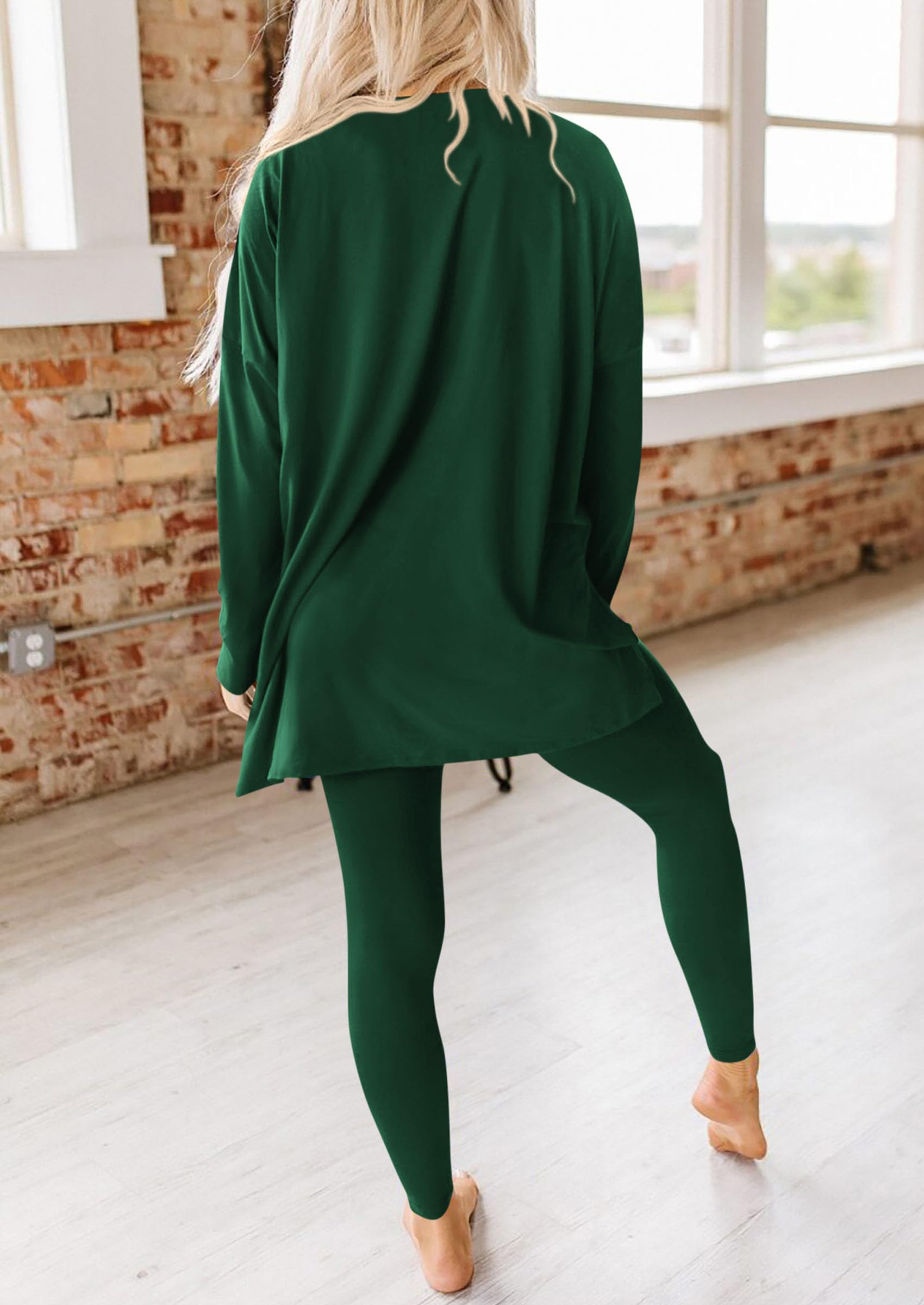 Women's 2 Piece Outfits Matching Lounge Sets,Dark Green,S