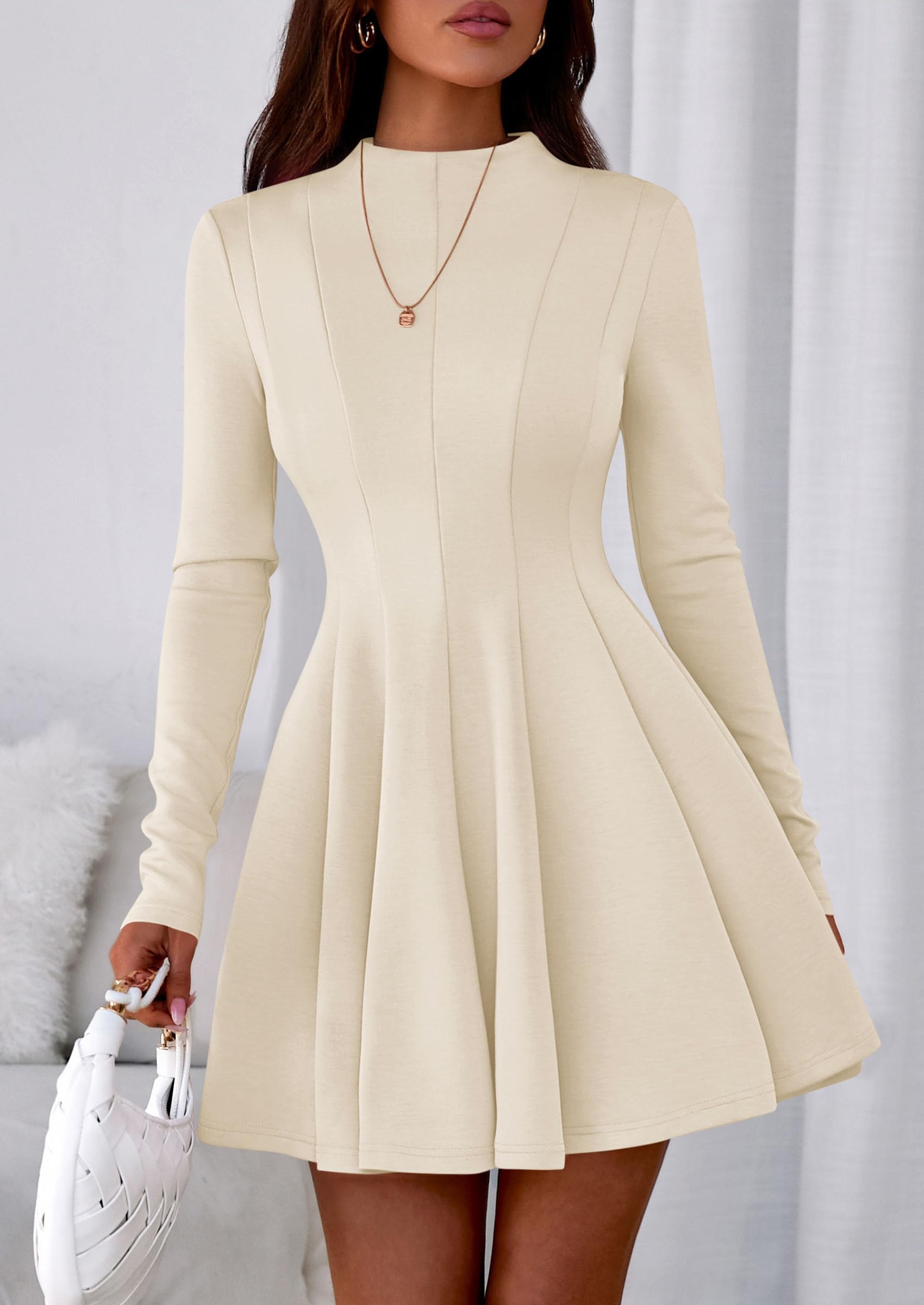 Fall Dresses for Women Long Sleeve Flowy Mini Homecoming Dress