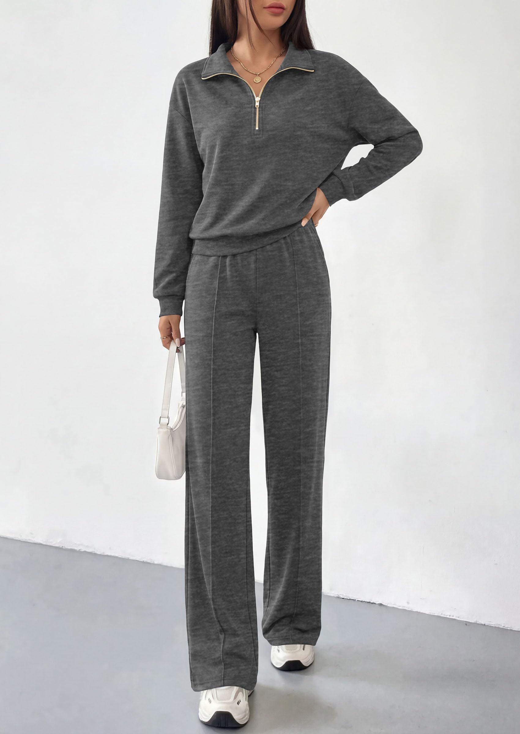 Women's Lounge Sets 2 Piece Outfits Sweatsuits,Grey,S