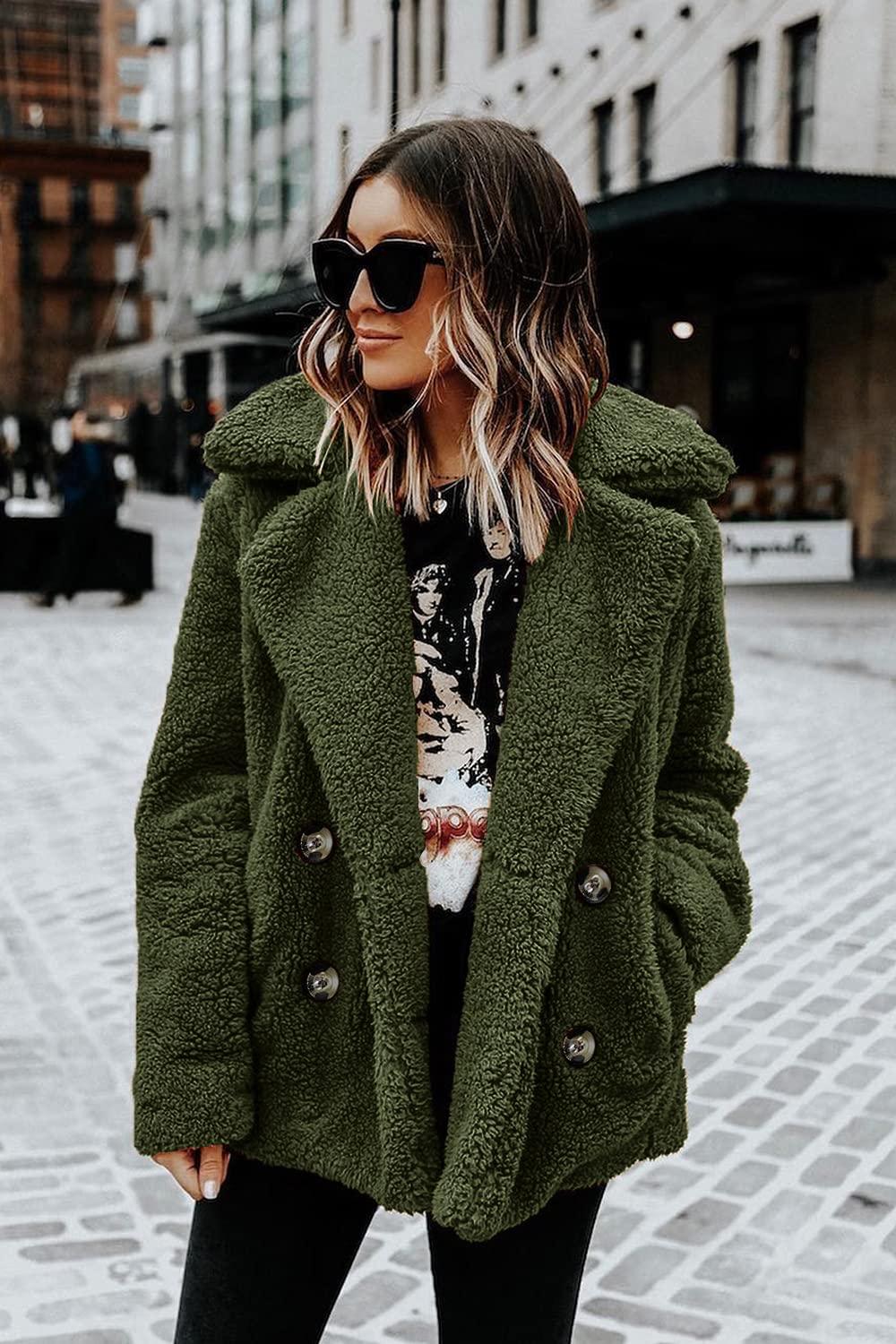 Oversized Sherpa Fleece Jacket Women's Winter Coats Outerwear
