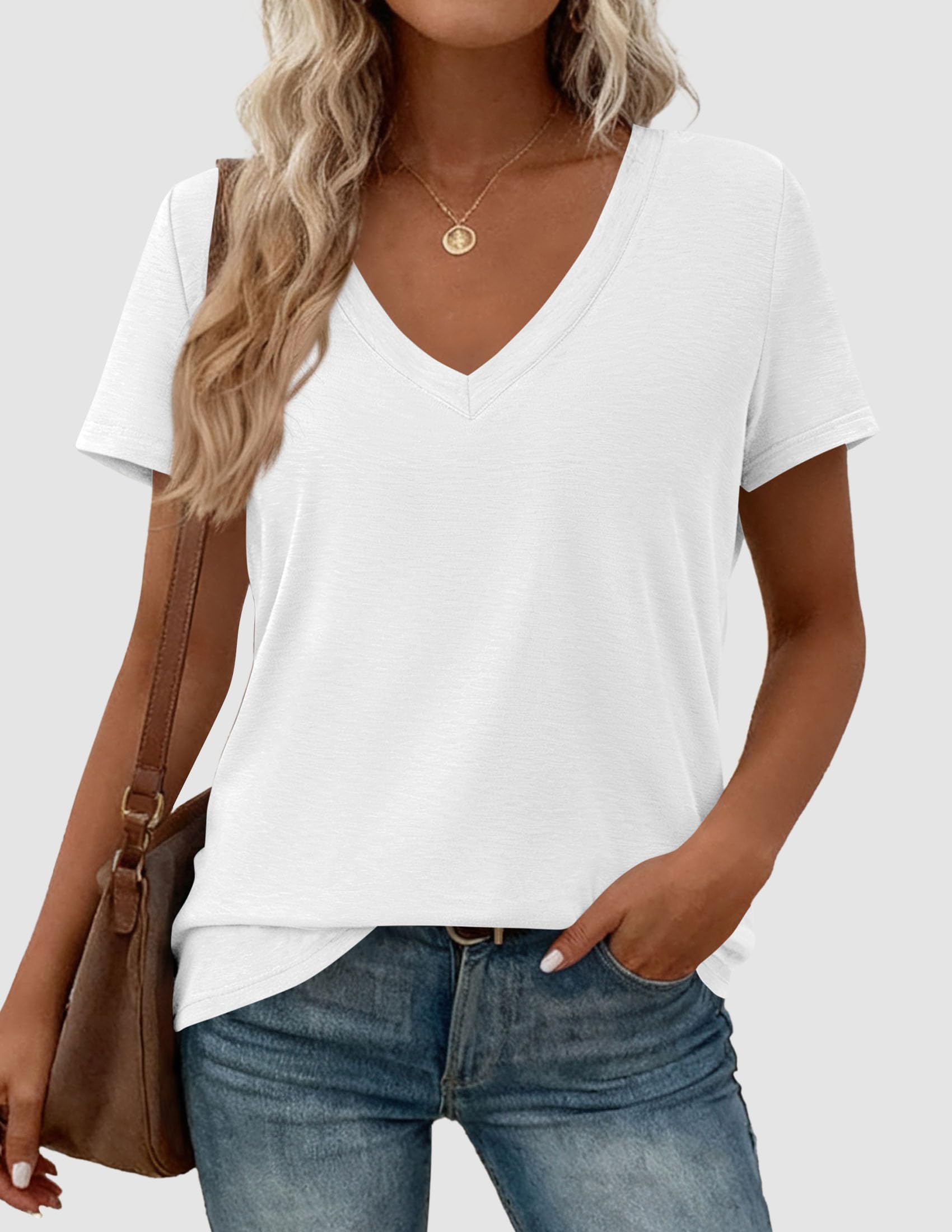Womens Tops Short Sleeve Oversized Tshirts, White,S