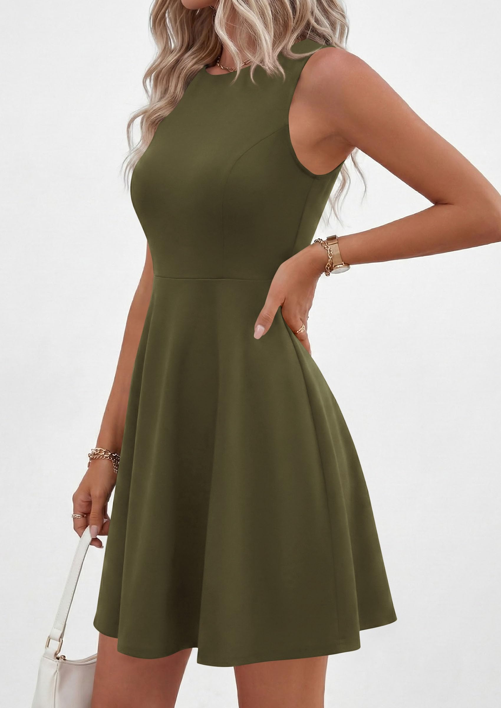A Line Cocktail Dresses for Women Elegant, Army Green,S