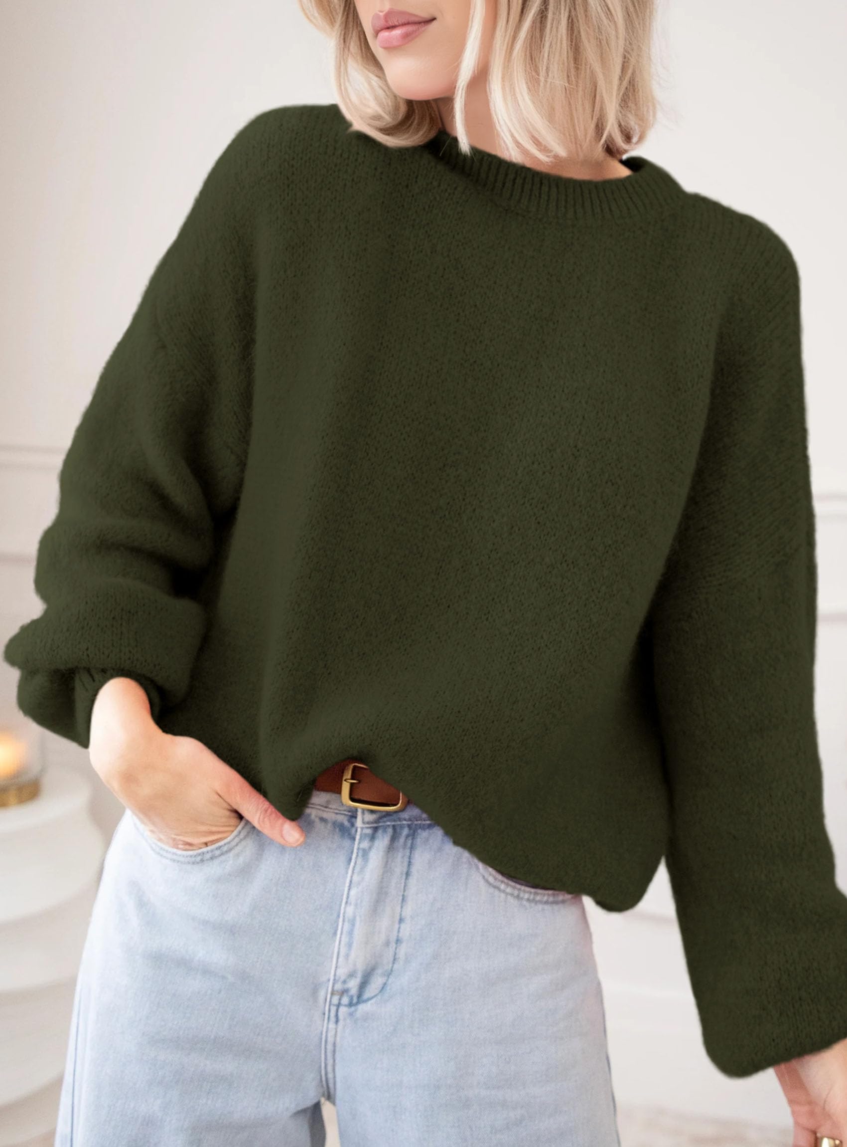 Women's Fall Oversized Holiday Sweaters (Army Green,M)