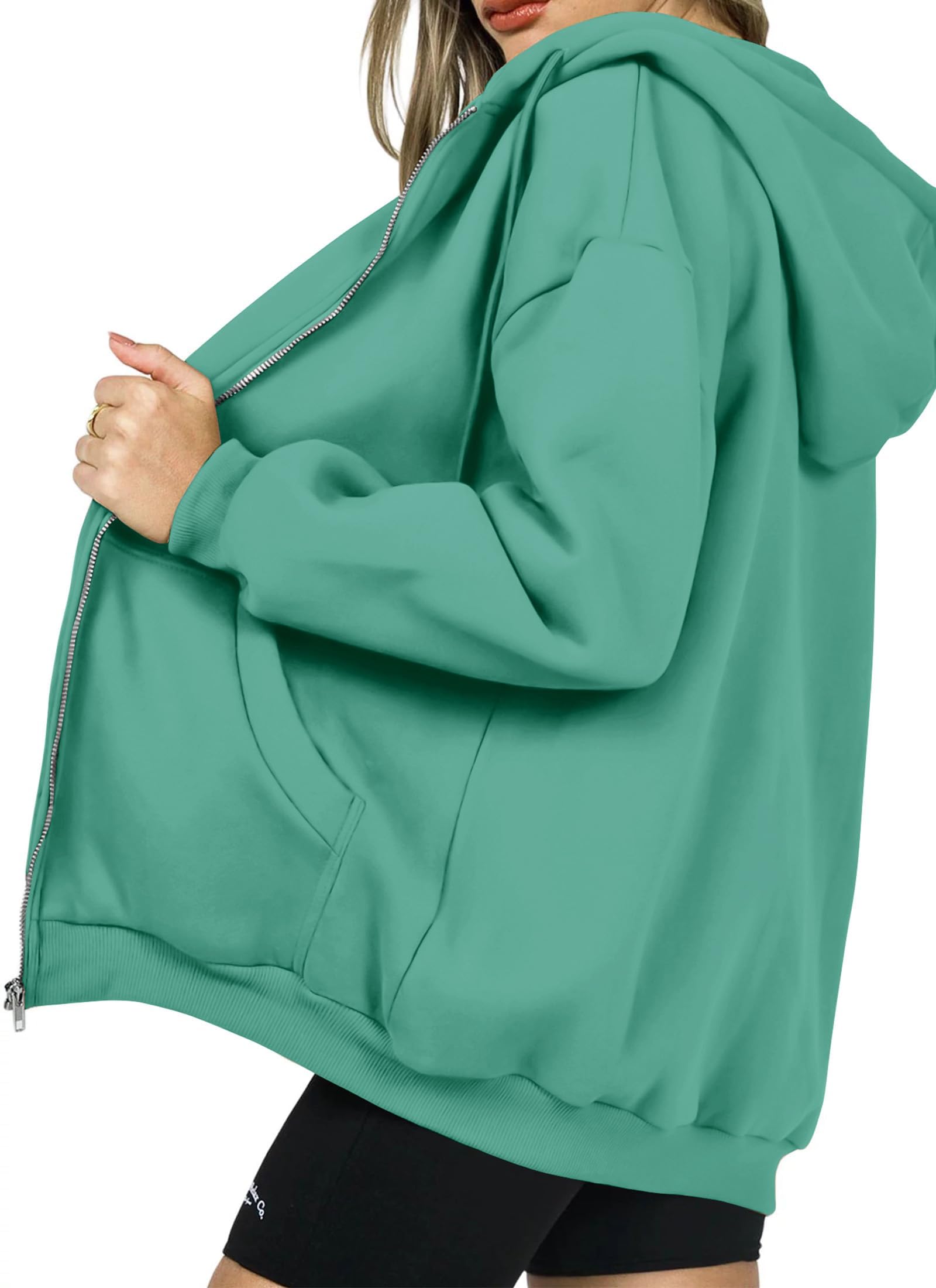 Women's Fall Zip Up Hoodies Sweatshirts Mint Green