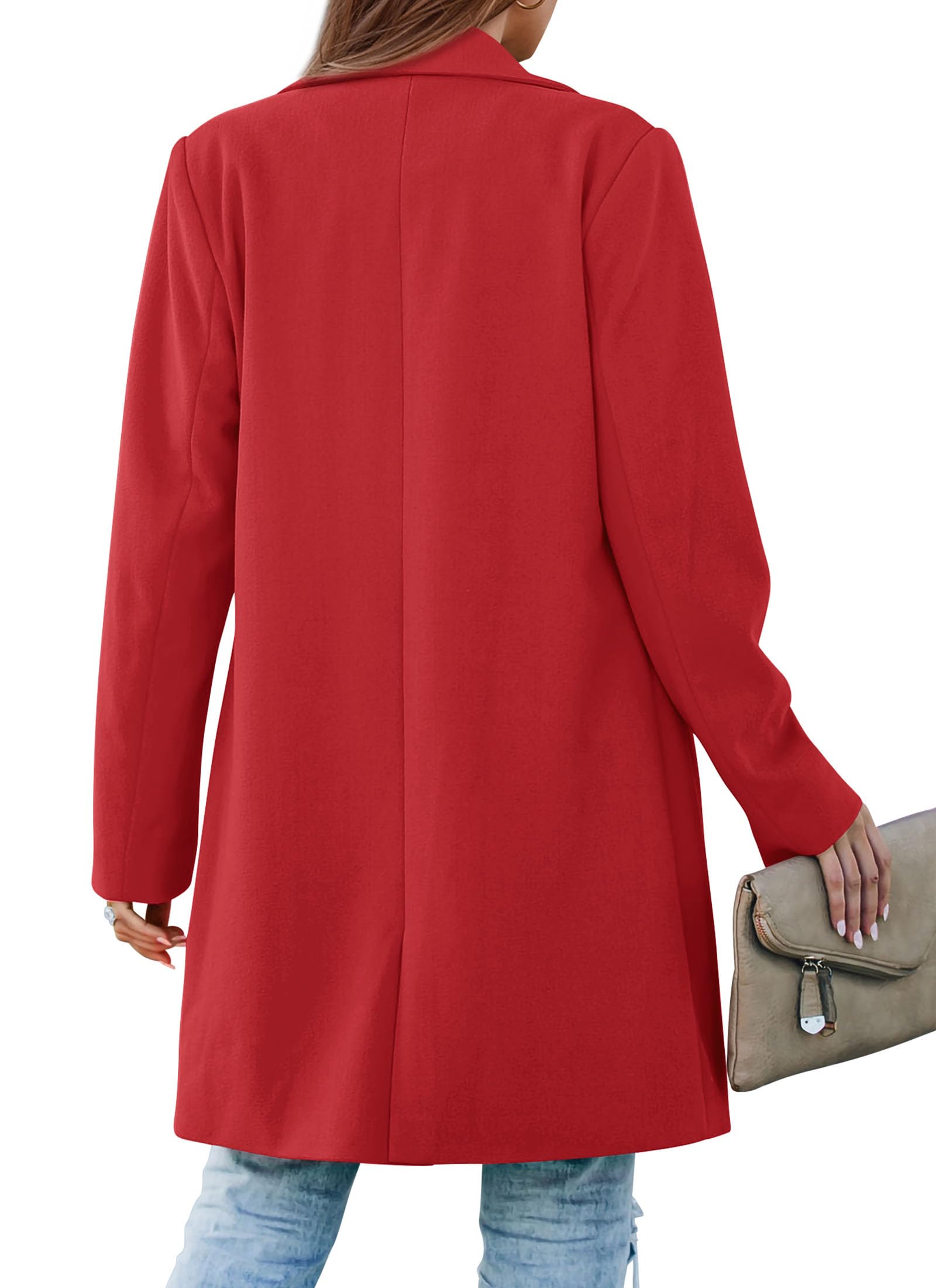 Women's Business Casual Long Blazer Jackets(Red,S)