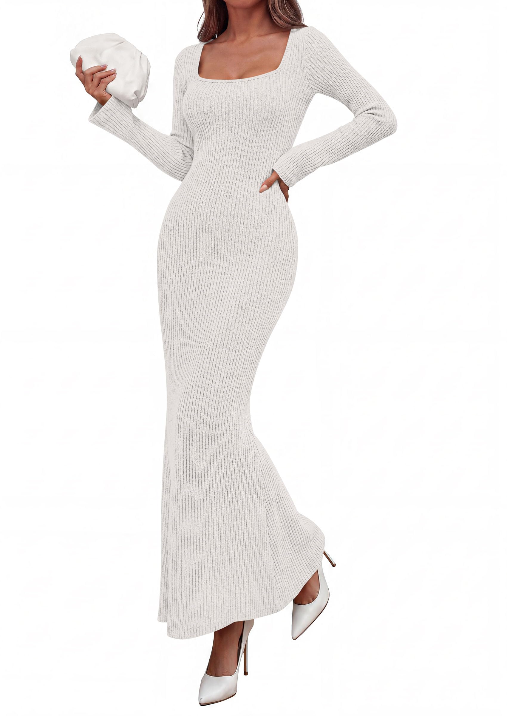 Women's Fall Long Sleeve Dresses Maxi Bodycon Sweater Dress
