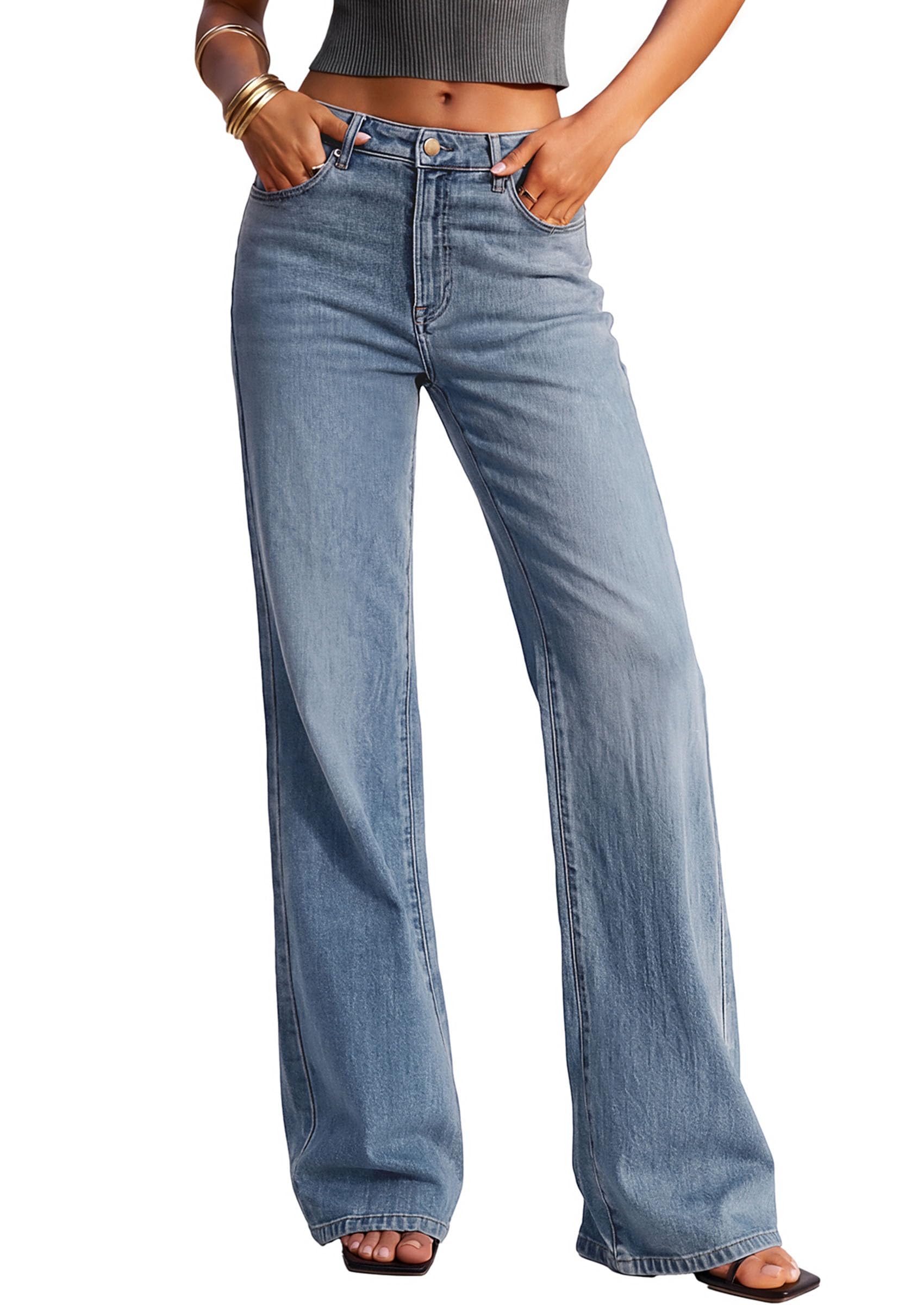 Women's Jeans Stretchy High Waisted Denim Pants,Ice Blue,4