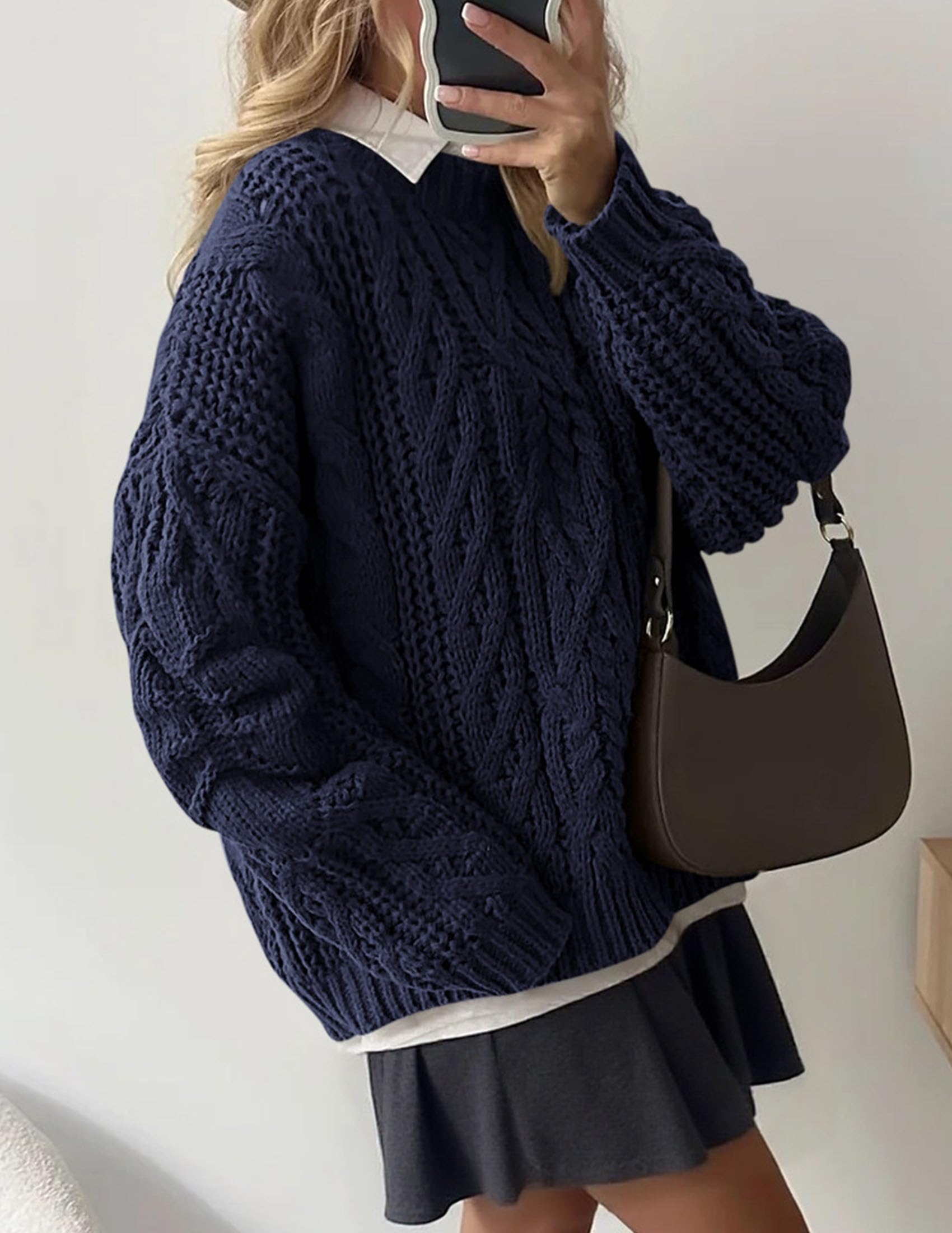 Womens Oversized Fall Sweaters Chunky Cable Knit Pullover Tops
