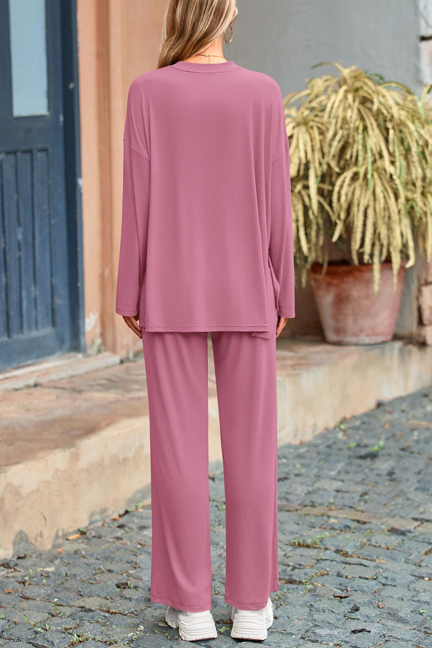 Matching Sets Women Clothing 2 Piece Loungewear, Pink,S