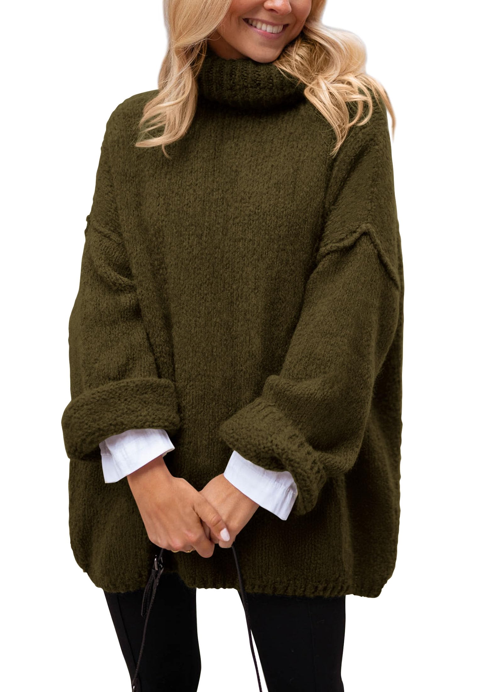 Women's Cozy Chunky Knit Oversized Fall Turtleneck Sweaters