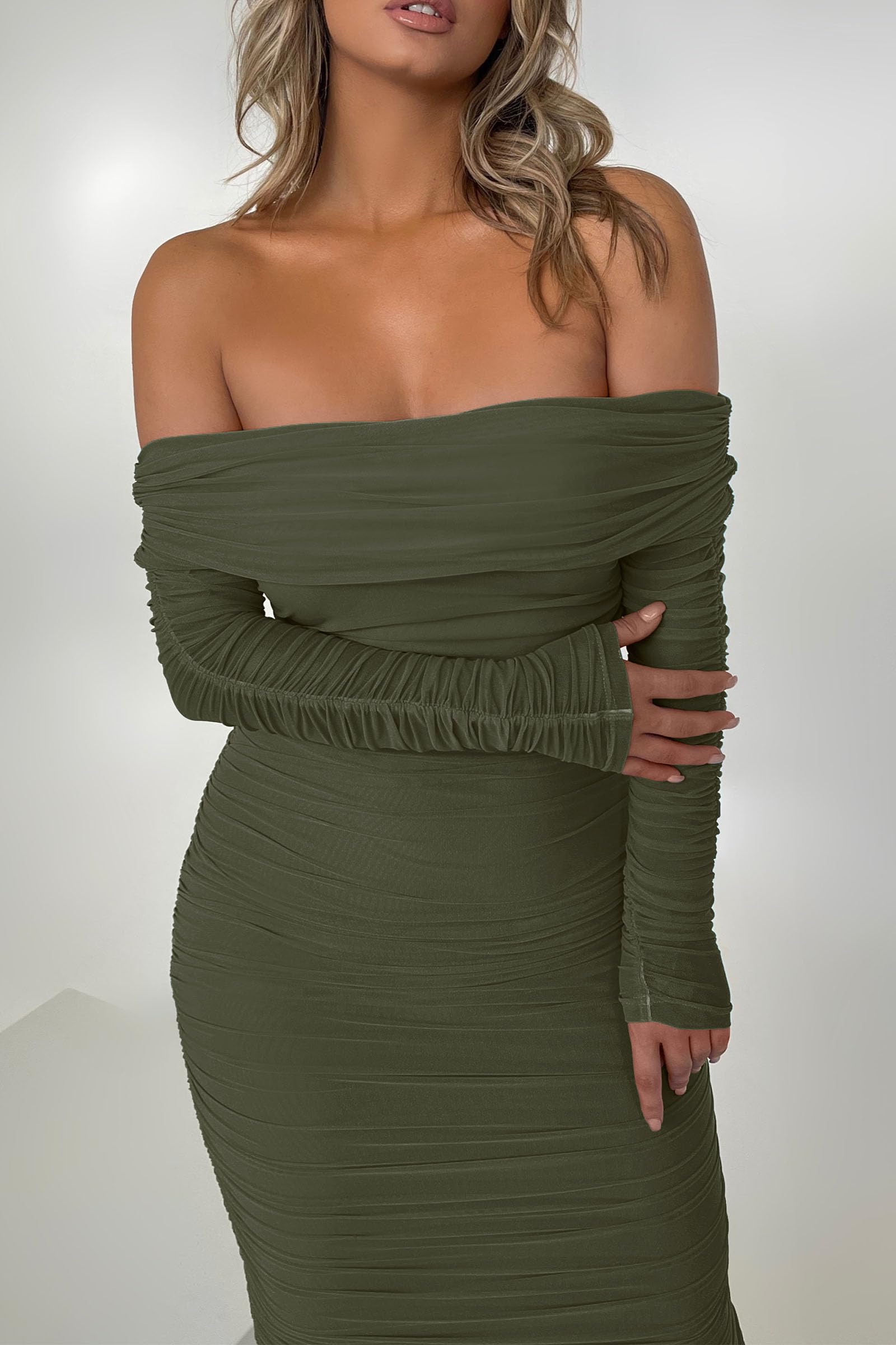 Women's Off Shoulder Bodycon Maxi Dress Wedding Guest Dresses