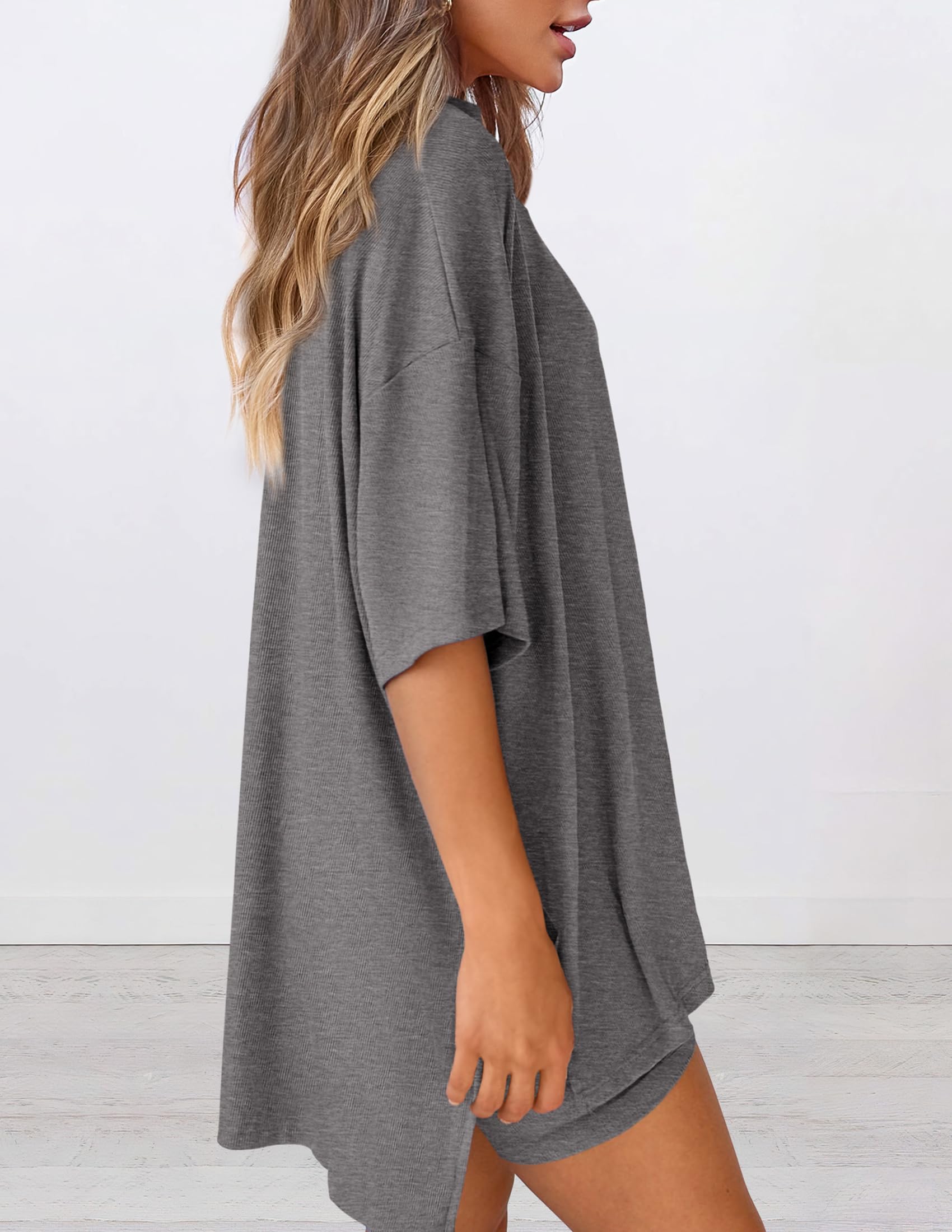 Women 2 Piece Lounge Set Airport Travel Outfit, Dark Grey,S