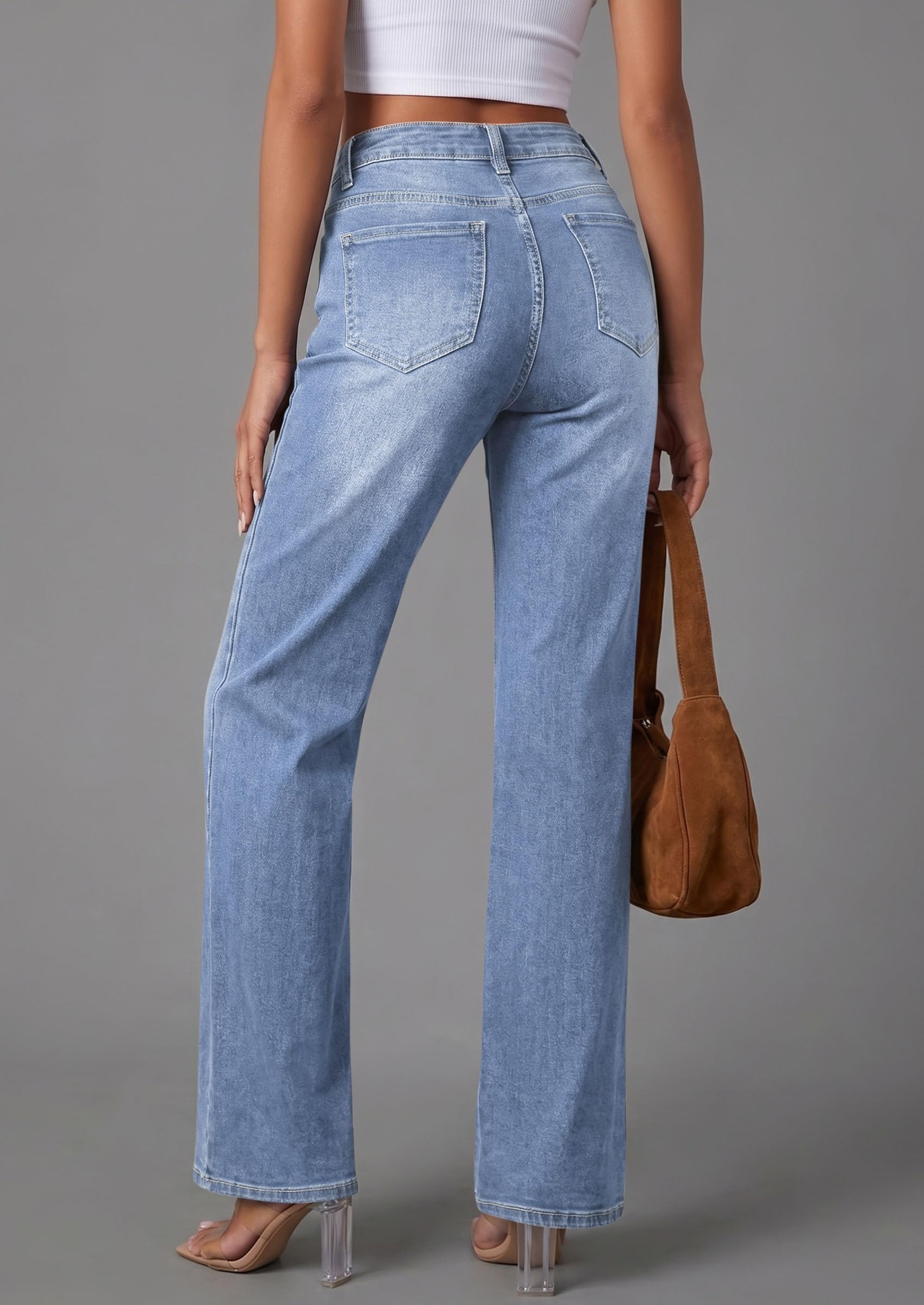 High Waisted Wide Leg Jeans for Women 2026 Trendy,Beau Blue,4
