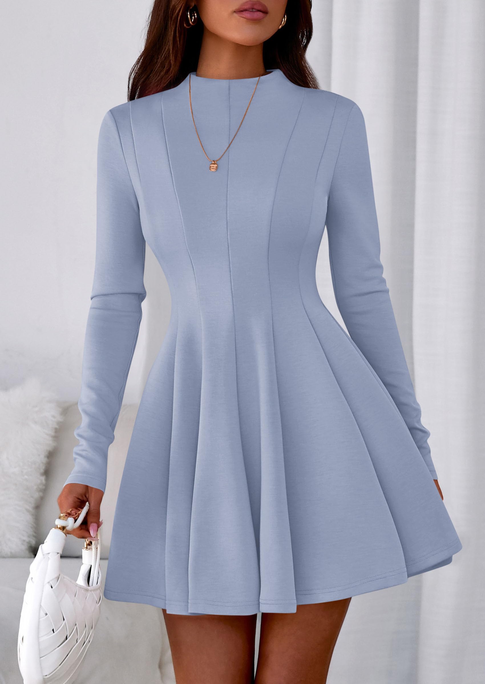 Fall Dresses for Women Long Sleeve Flowy Mini Homecoming Dress